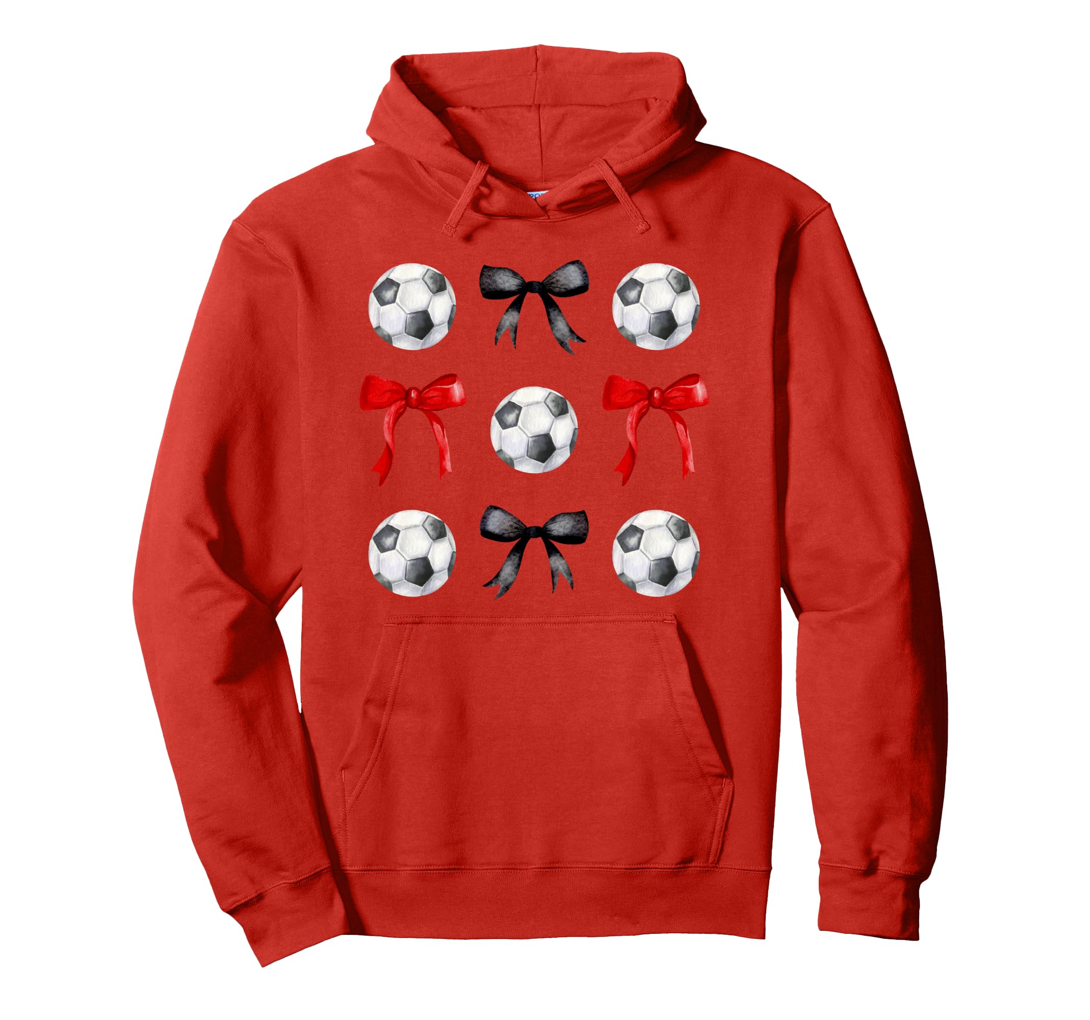 Soccer Balls Bows Womens Soccer Hoodie - Aesthetic Graphic for Adults - T-Shirt, Sweatshirt, Hoodie