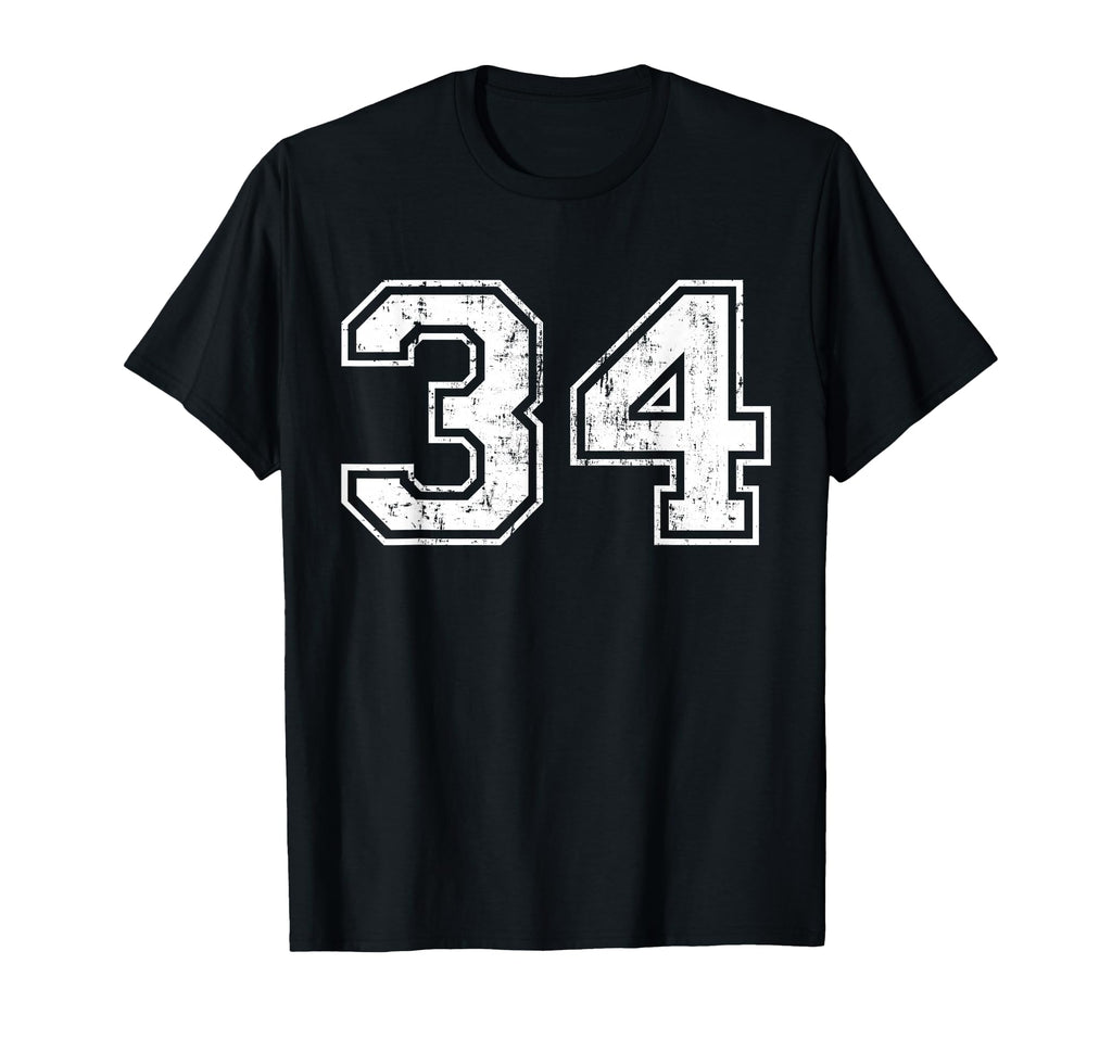 Number 34 Distressed Thirty Four Sport T-Shirt - Unique Graphic Unisex - T-Shirt, Sweatshirt, Hoodie