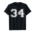Number 34 Distressed Thirty Four Sport T-Shirt - Unique Graphic Unisex - T-Shirt, Sweatshirt, Hoodie