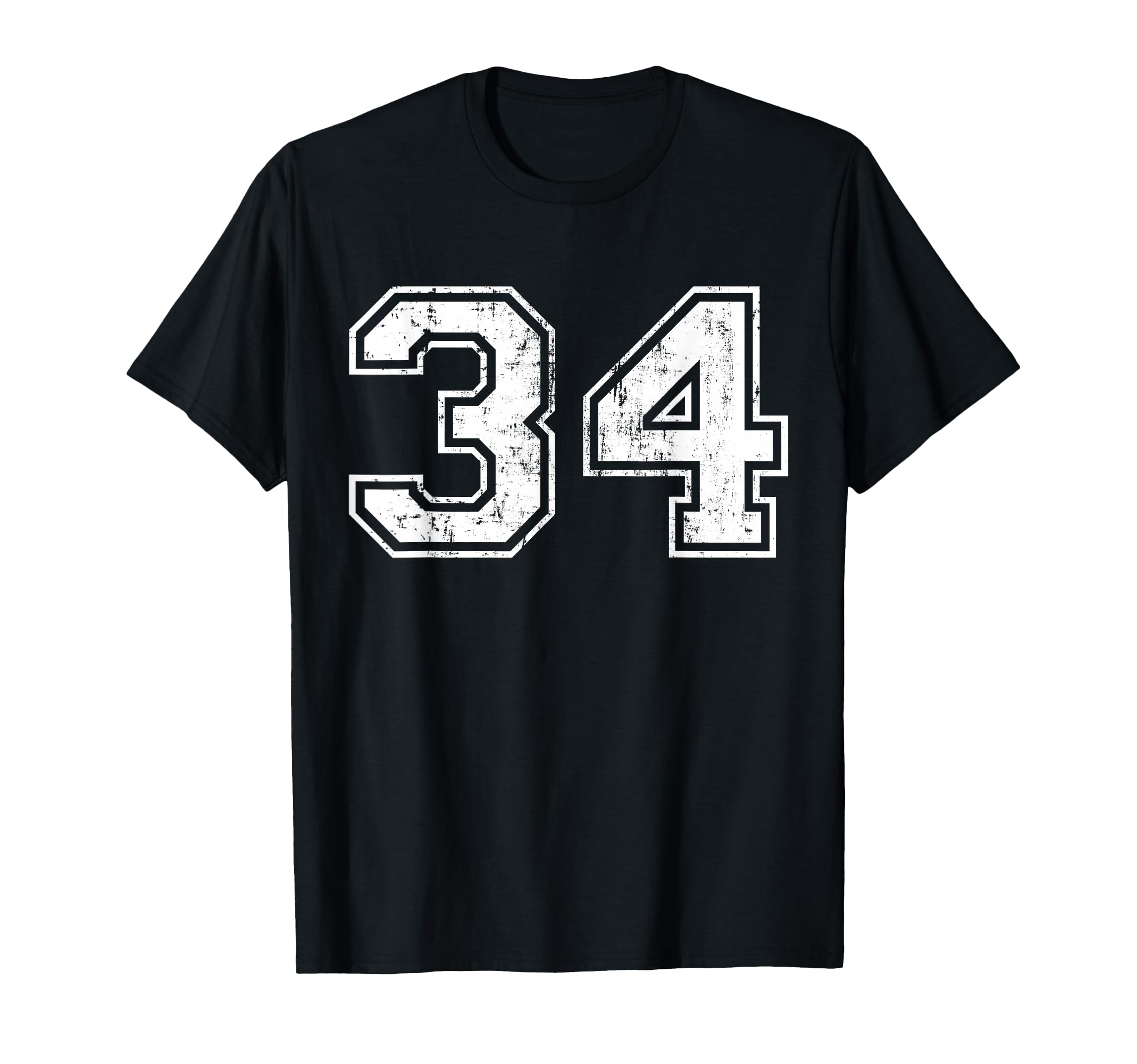 Number 34 Distressed Thirty Four Sport T-Shirt - Unique Graphic Unisex - T-Shirt, Sweatshirt, Hoodie