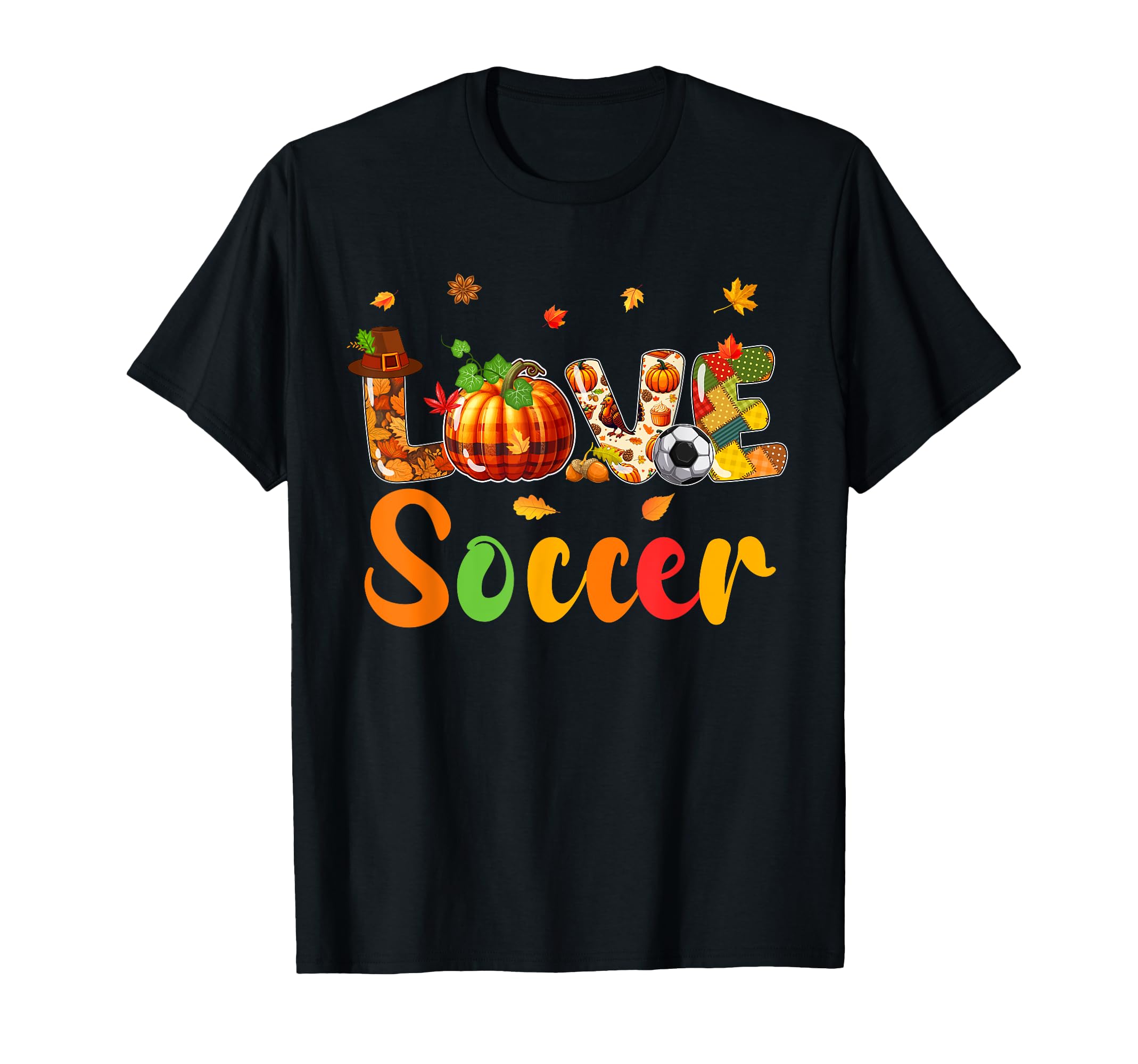 Love Soccer Thanksgiving Fall Leaves T-Shirt - Aesthetic Graphic Men Women - T-Shirt, Sweatshirt, Hoodie