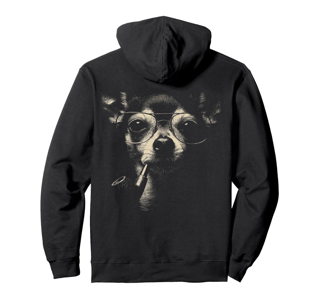 Chihuahua Glasses Smoking Pipe Hoodie - Casual Everyday Wear for Adults - T-Shirt, Sweatshirt, Hoodie