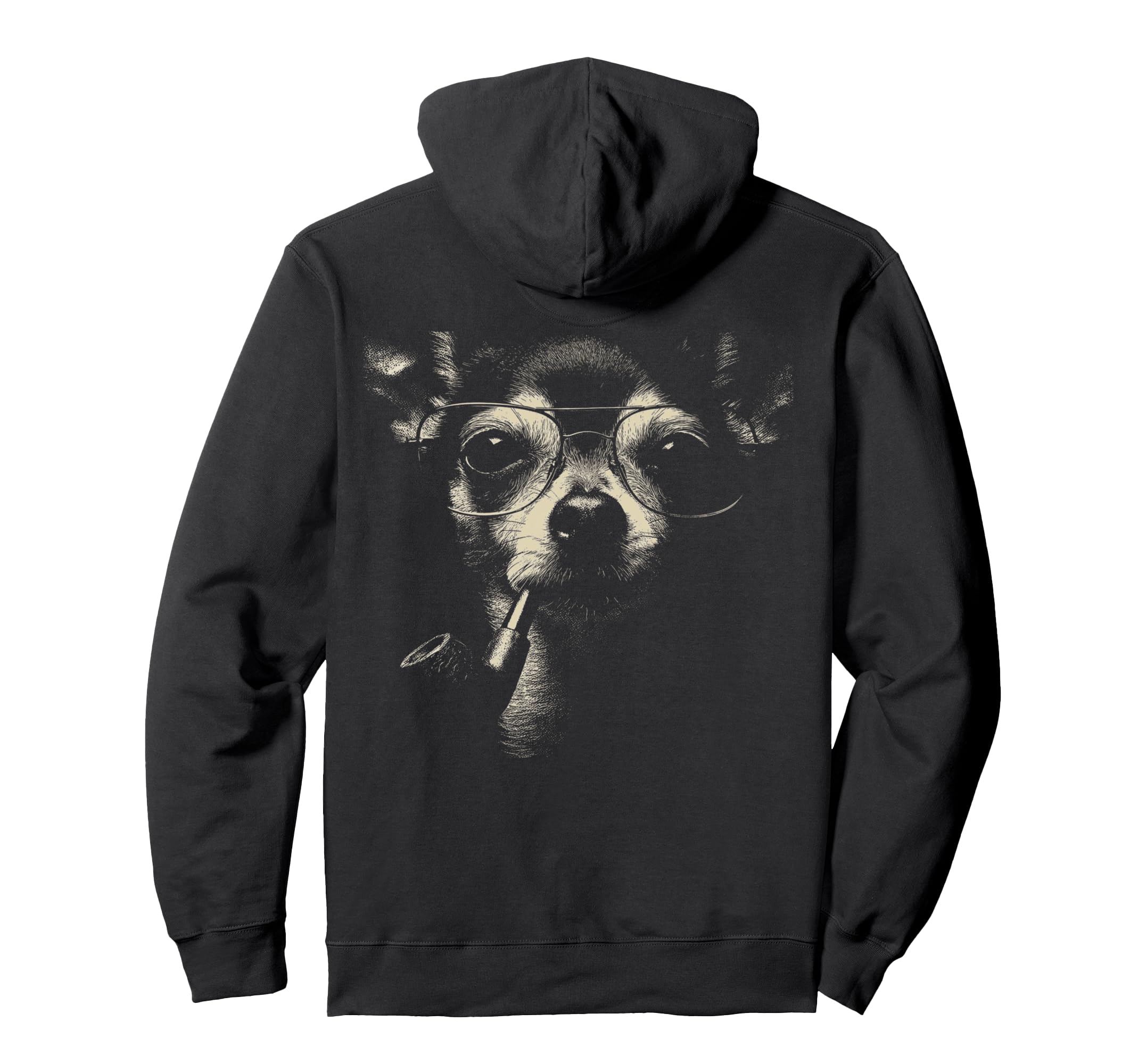Chihuahua Glasses Smoking Pipe Hoodie - Casual Everyday Wear for Adults - T-Shirt, Sweatshirt, Hoodie