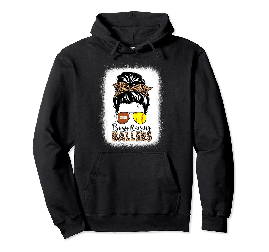 Softball Football Mom Messy Bun Hoodie - Casual Everyday Wear Unisex - T-Shirt, Sweatshirt, Hoodie