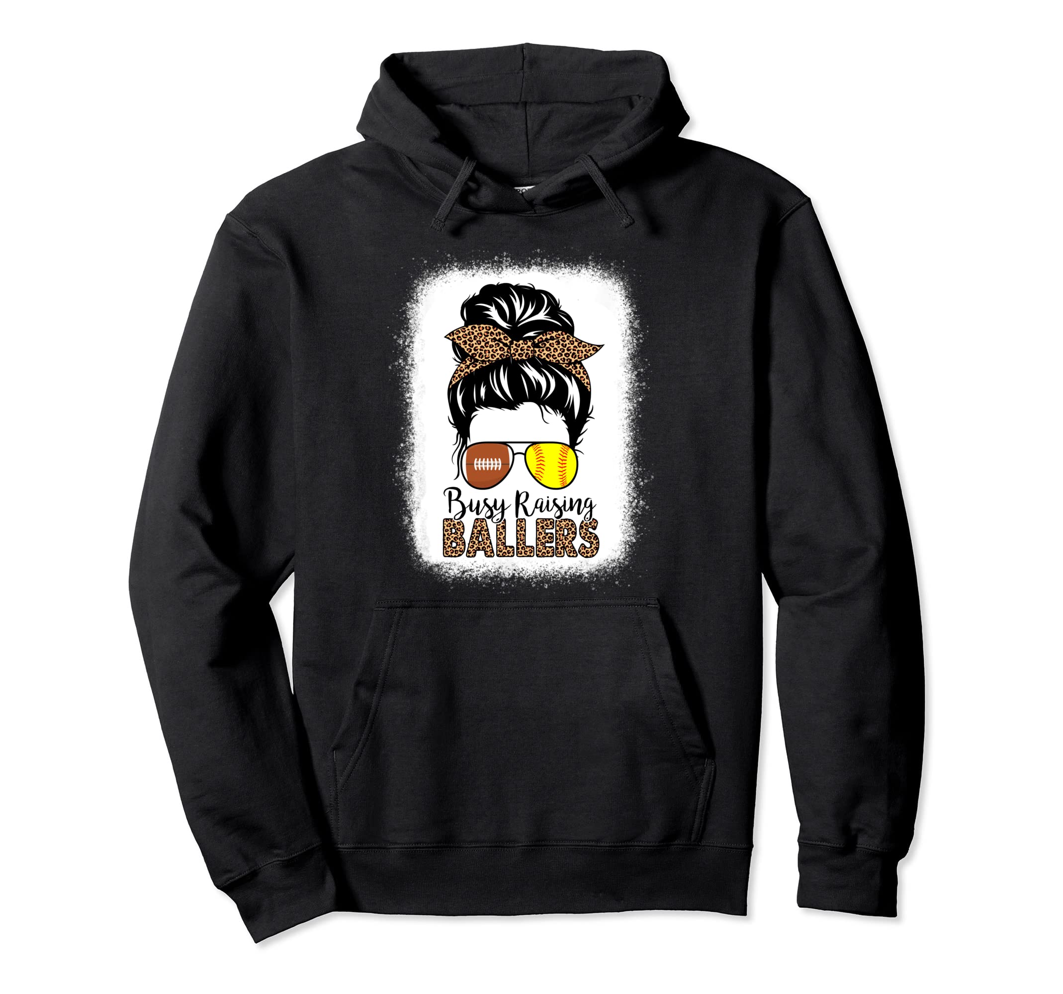 Softball Football Mom Messy Bun Hoodie - Casual Everyday Wear Unisex - T-Shirt, Sweatshirt, Hoodie