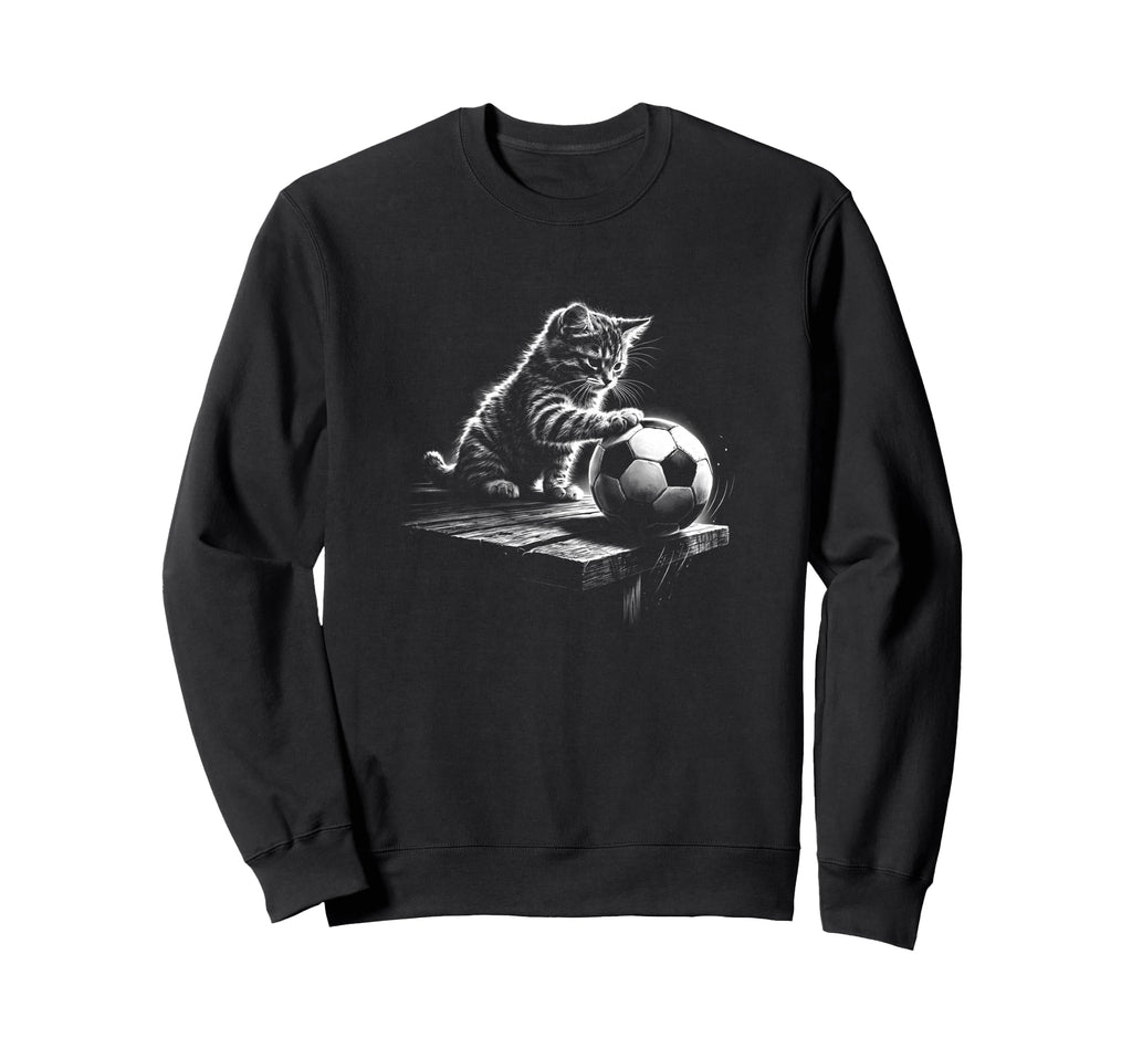 Soccer Cat Playing Football Sweatshirt - Aesthetic Graphic Men Women - T-Shirt, Sweatshirt, Hoodie