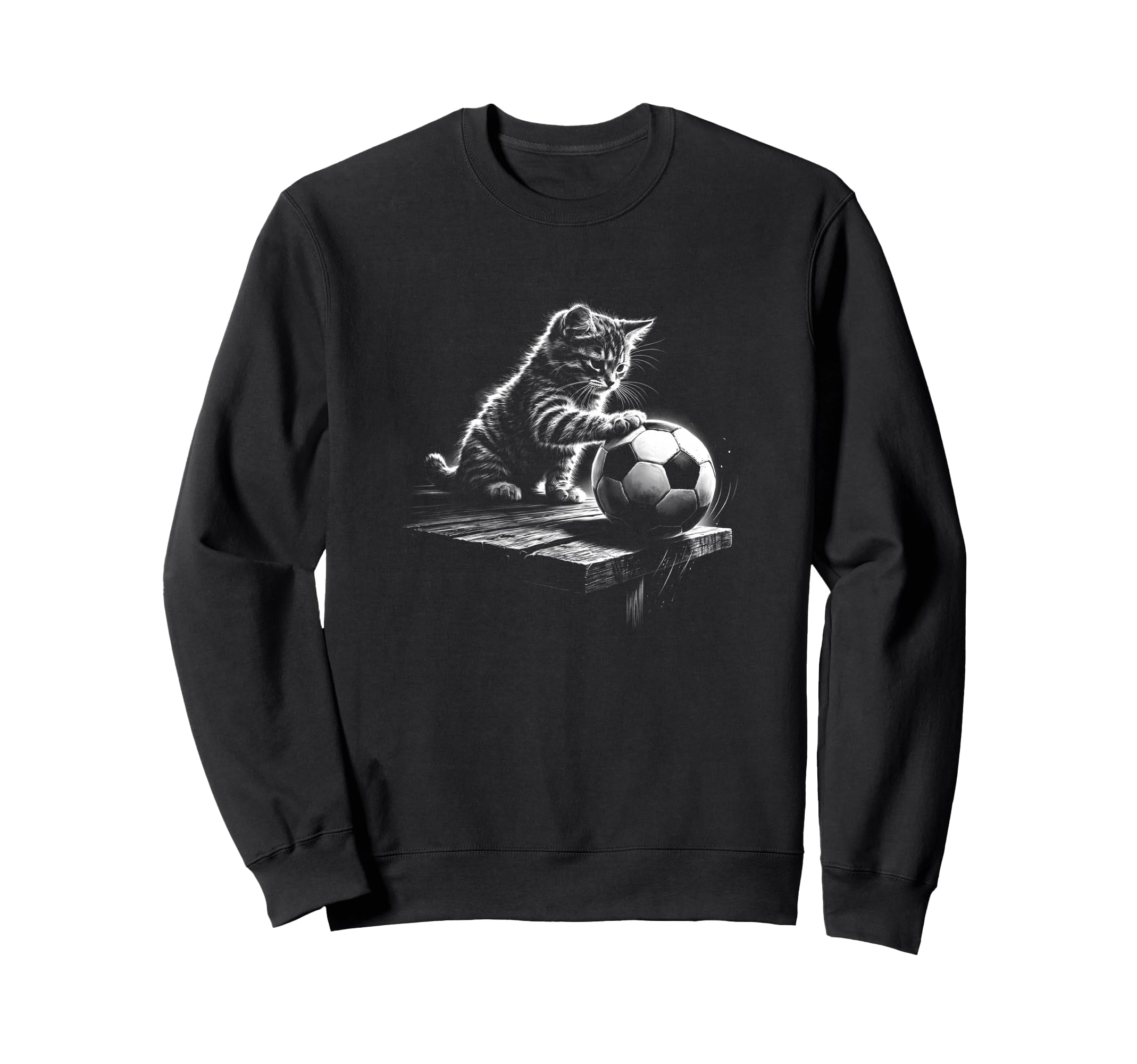 Soccer Cat Playing Football Sweatshirt - Aesthetic Graphic Men Women - T-Shirt, Sweatshirt, Hoodie