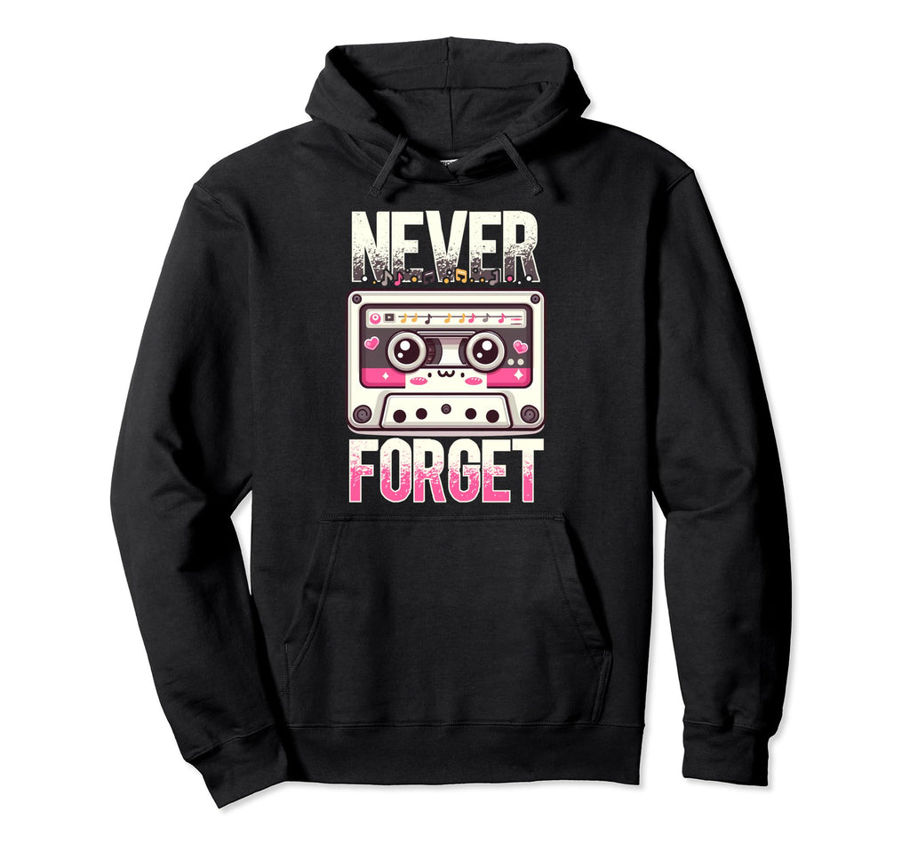 Never Forget Audio Cassette Lover Hoodie - Minimalist Print for Adults - T-Shirt, Sweatshirt, Hoodie