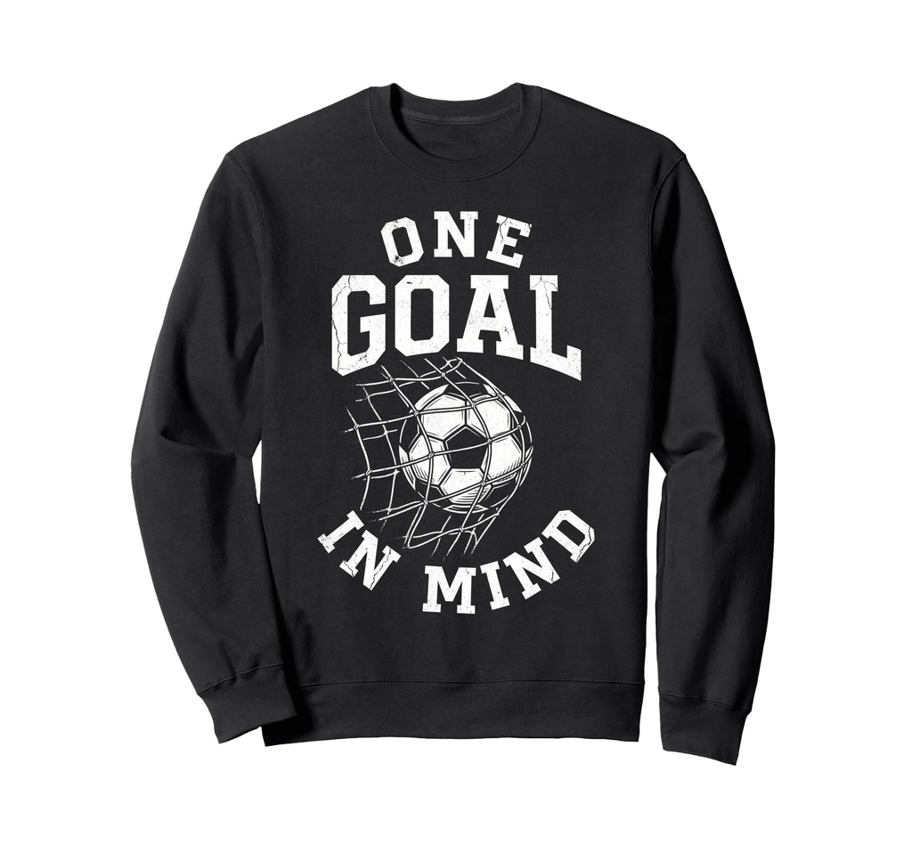 One Goal Mind Distressed Soccer Net Sweatshirt - Unique Graphic Men Women - T-Shirt, Sweatshirt, Hoodie