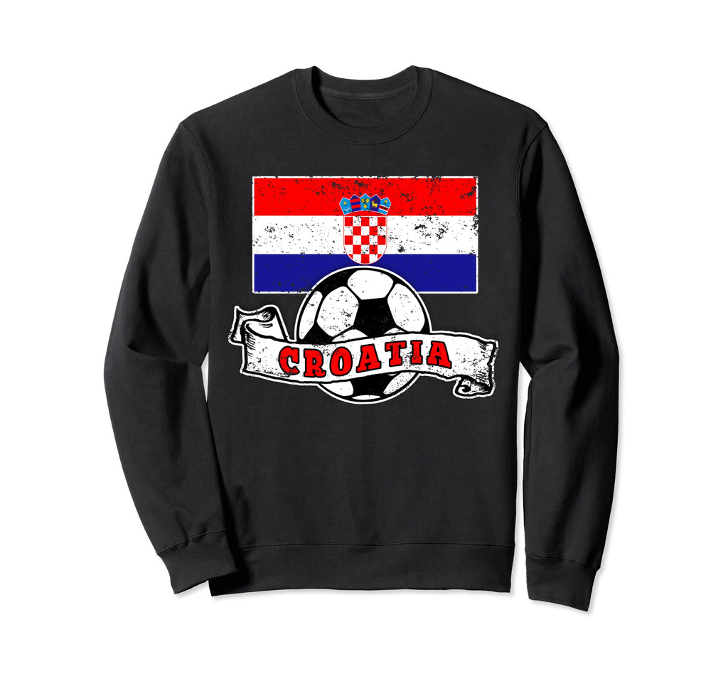 Croatia Soccer Ball And Flag Sweatshirt - Aesthetic Graphic Men Women - T-Shirt, Sweatshirt, Hoodie