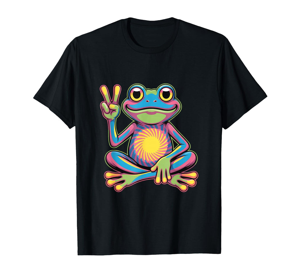 Tie Dye Frog Peace Sign T-Shirt - Fun Novelty Design for Adults - T-Shirt, Sweatshirt, Hoodie
