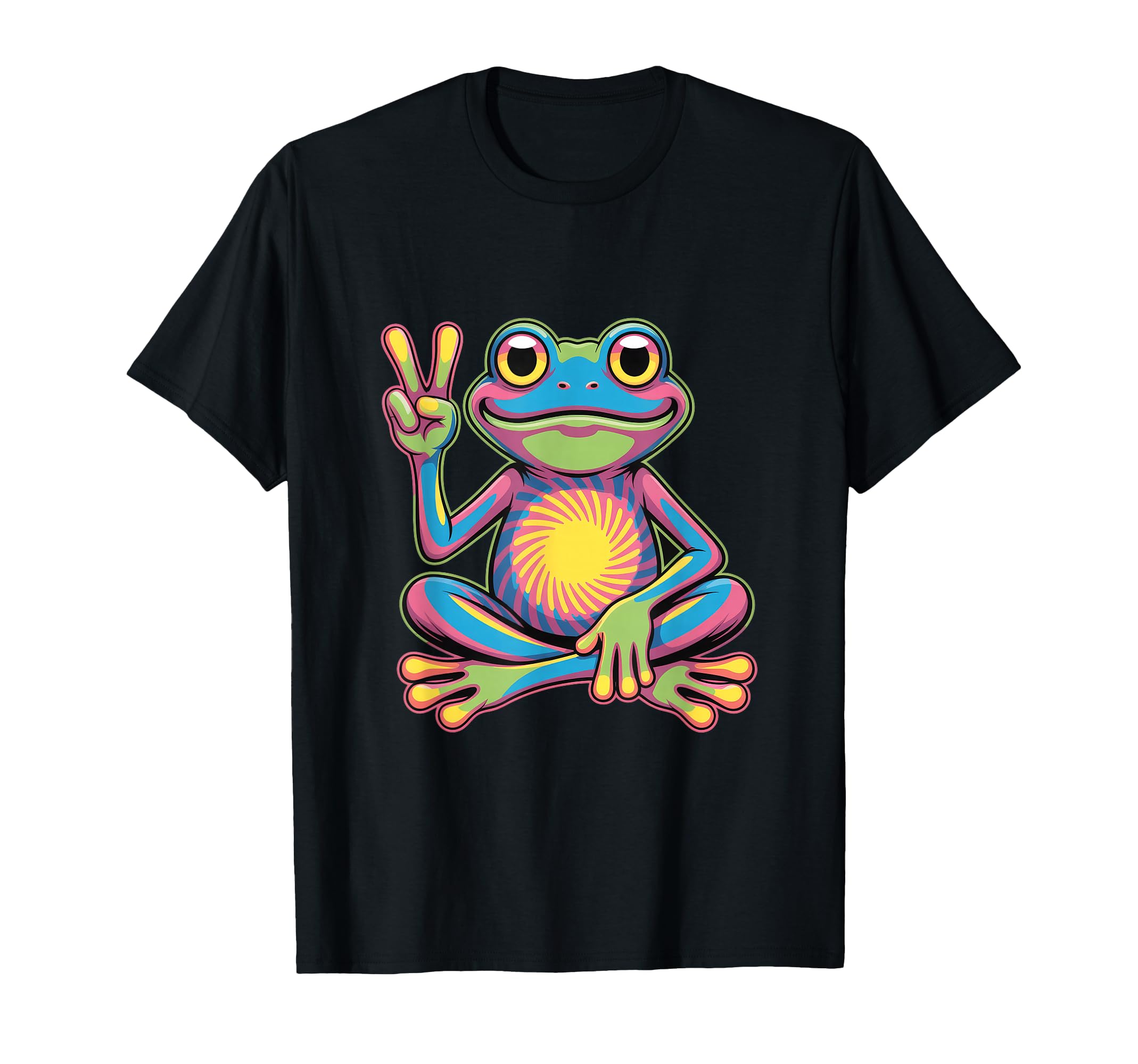 Tie Dye Frog Peace Sign T-Shirt - Fun Novelty Design for Adults - T-Shirt, Sweatshirt, Hoodie