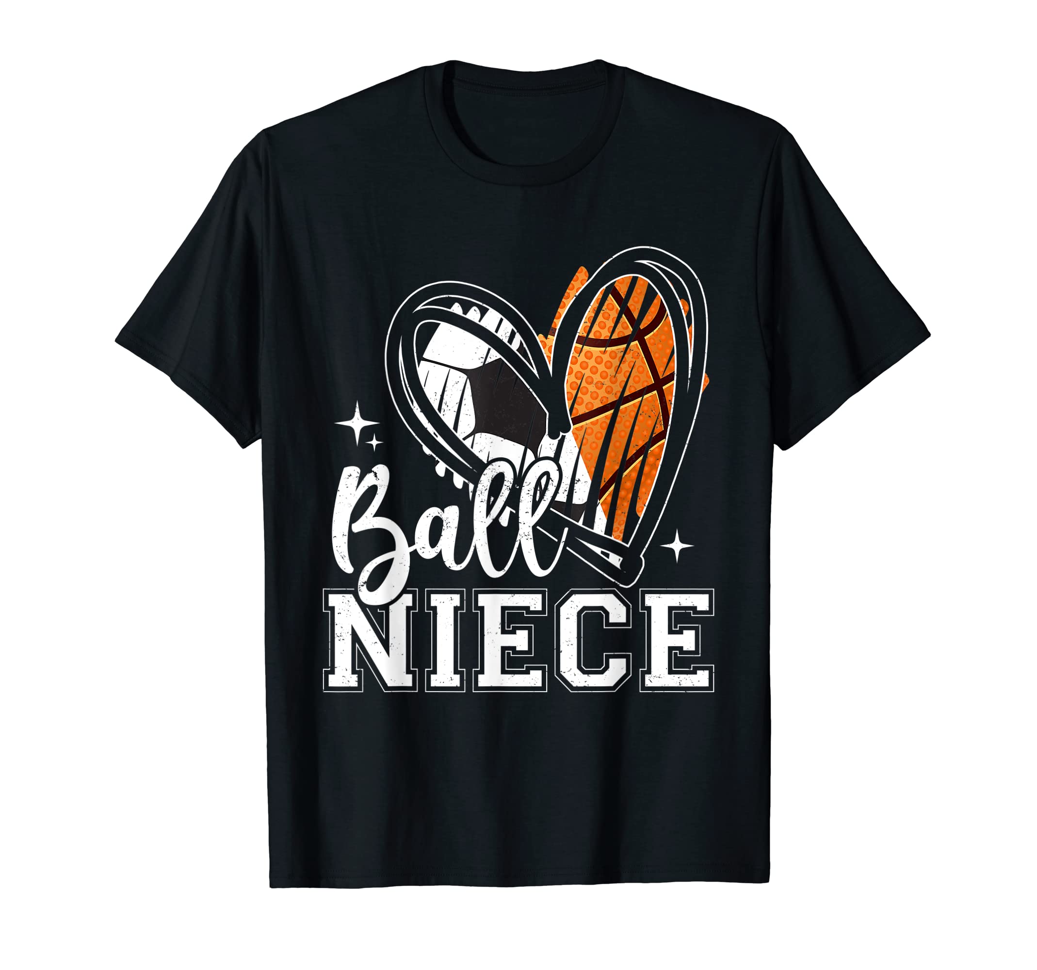 Ball Niece Soccer Basketball Heart T-Shirt - Custom Art Print for Adults - T-Shirt, Sweatshirt, Hoodie