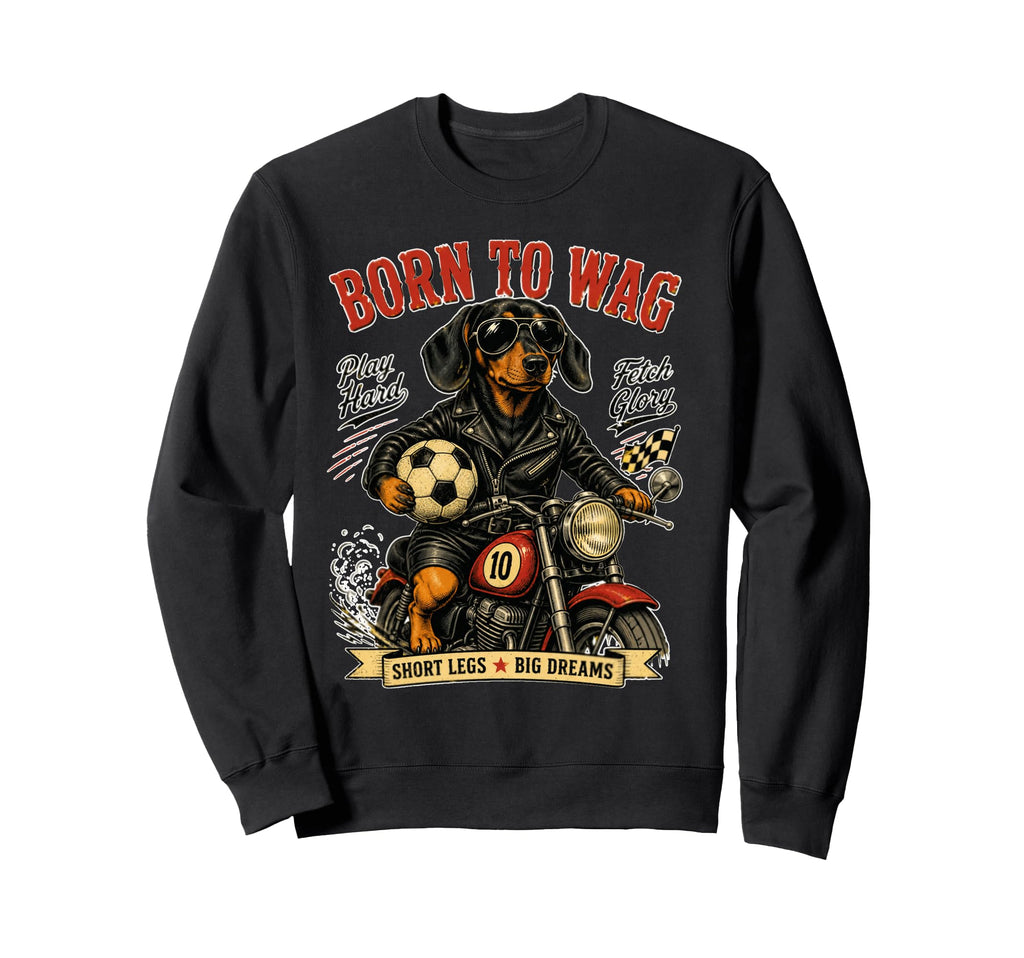 Dachshund Motorbike Love Footbal Sweatshirt - Trendy Graphic Men Women - T-Shirt, Sweatshirt, Hoodie