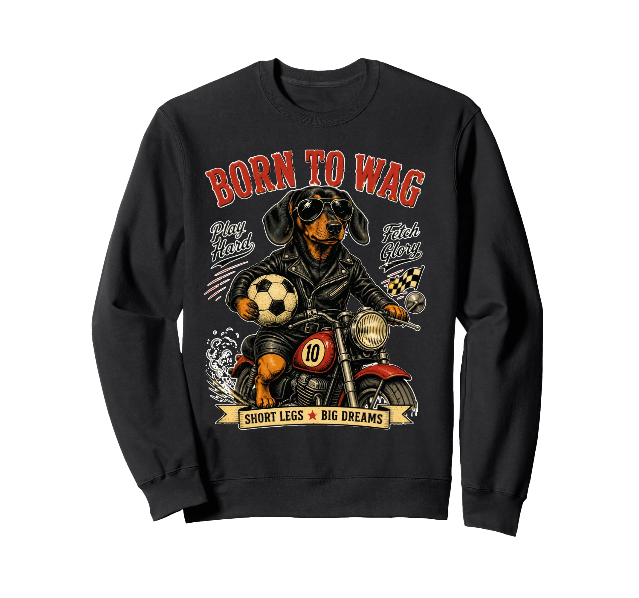 Dachshund Motorbike Love Footbal Sweatshirt - Trendy Graphic Men Women - T-Shirt, Sweatshirt, Hoodie