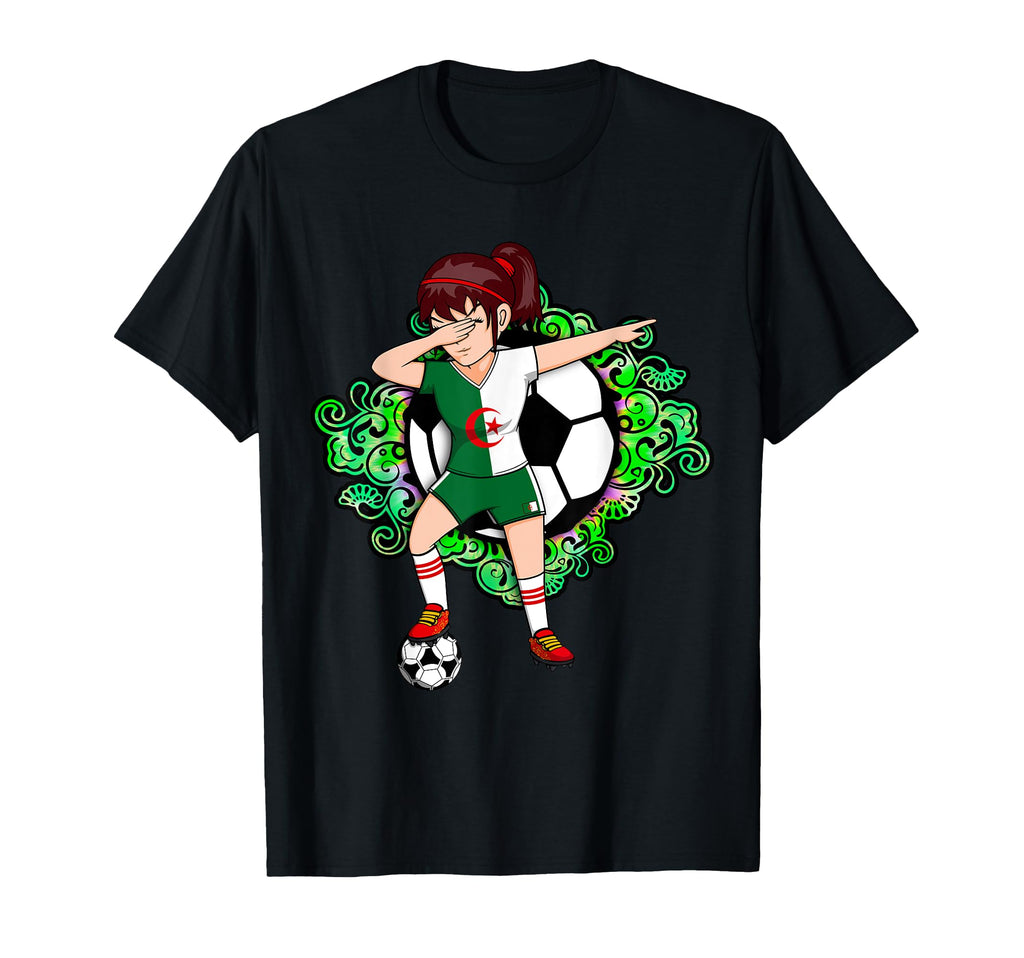 Dabbing Soccer Algeria Jersey Floral T-Shirt - Novelty Apparel for Adults - T-Shirt, Sweatshirt, Hoodie