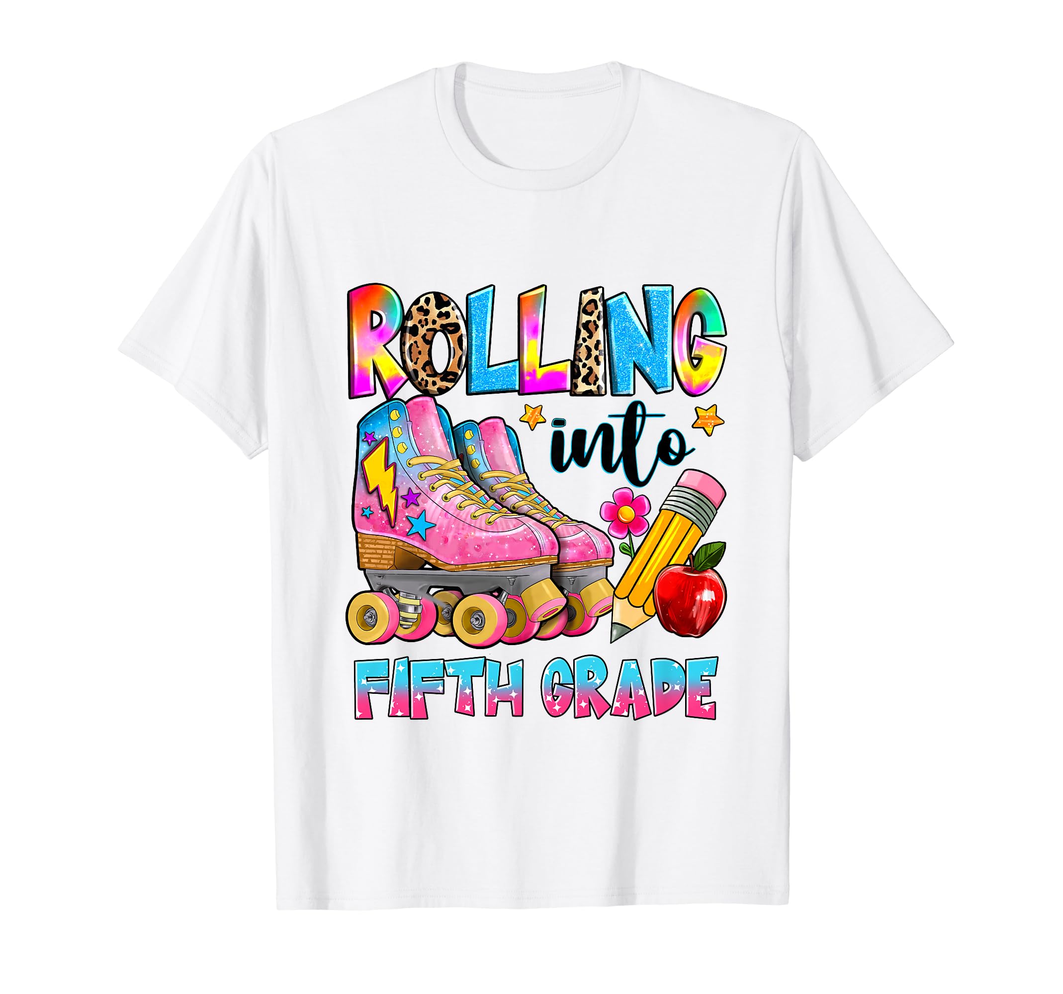 Rolling Into Fifth Grade Roller Skates T-Shirt - Trendy Graphic Unisex - T-Shirt, Sweatshirt, Hoodie