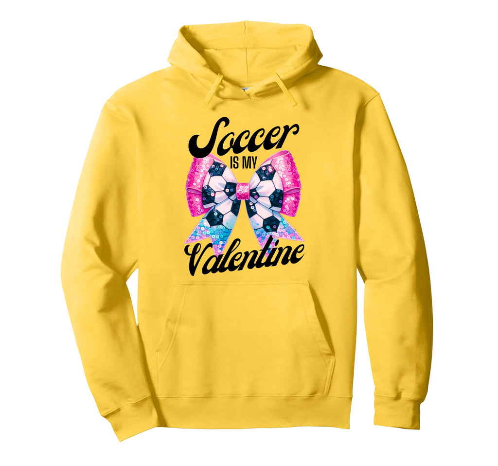 Soccer Is My Valentine Coquette Bow Hoodie - Novelty Apparel Men Women - T-Shirt, Sweatshirt, Hoodie