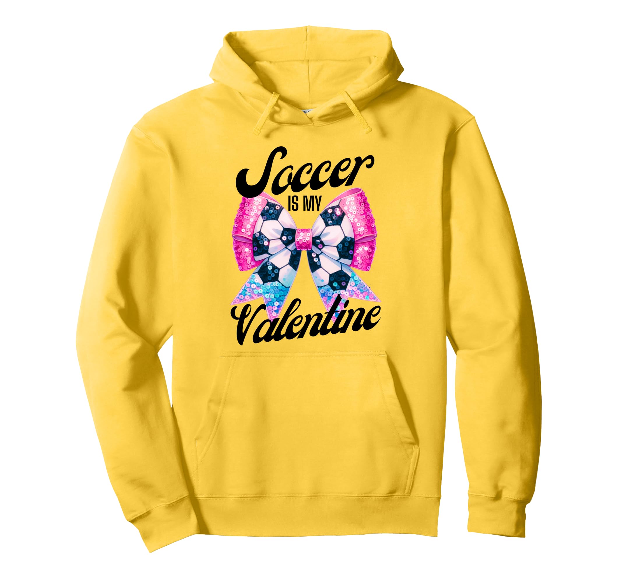 Soccer Is My Valentine Coquette Bow Hoodie - Novelty Apparel Men Women - T-Shirt, Sweatshirt, Hoodie