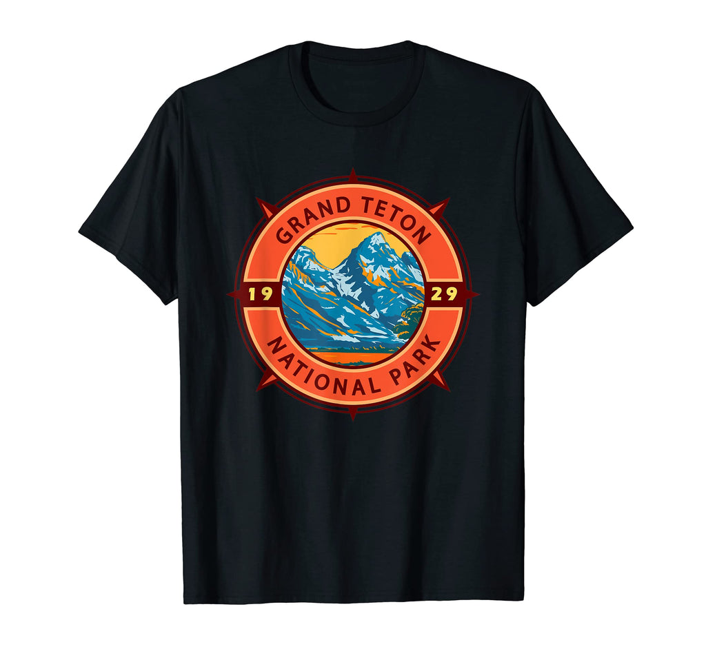 Grand Teton National Park Compass Emblem T-Shirt - Unique Graphic Men Women - T-Shirt, Sweatshirt, Hoodie