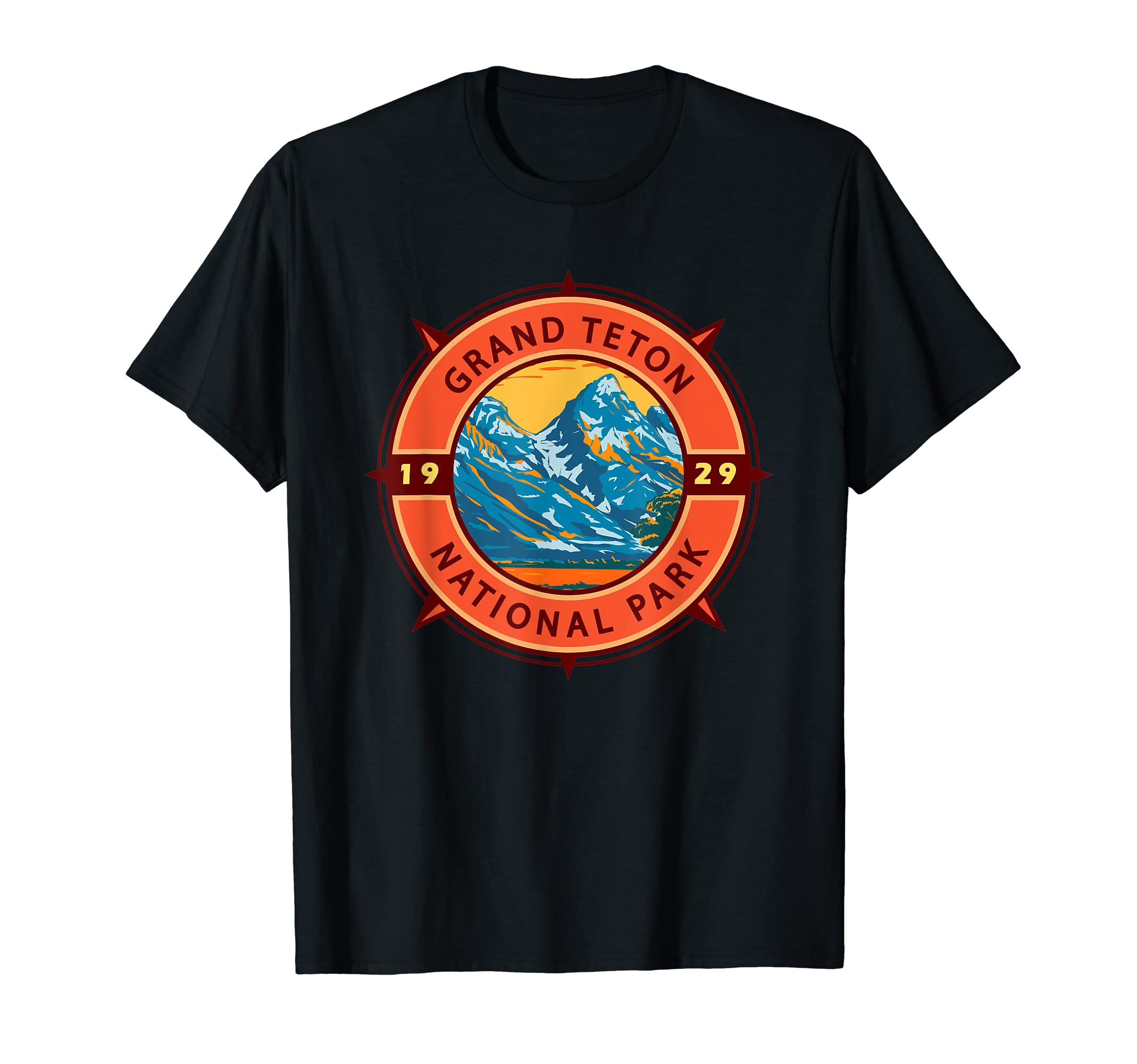 Grand Teton National Park Compass Emblem T-Shirt - Unique Graphic Men Women - T-Shirt, Sweatshirt, Hoodie