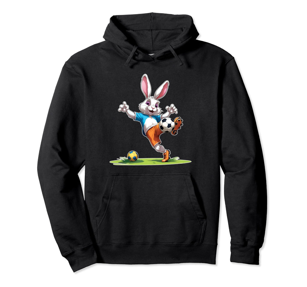 Easter Bunny Playing Soccer Player Rabbit Hoodie - Custom Art Print Unisex - T-Shirt, Sweatshirt, Hoodie