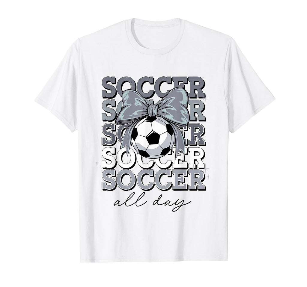 Groovy Soccer Coquette Bow Soccer All Day T-Shirt - Minimalist Print Unisex - T-Shirt, Sweatshirt, Hoodie