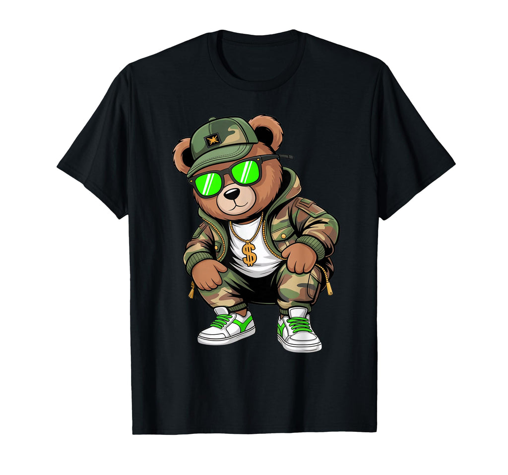 Camouflage Rapper Teddy Bear Camo T-Shirt - Streetwear Style for Adults - T-Shirt, Sweatshirt, Hoodie