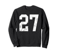 Distressed White Number 27 Jersey Sweatshirt - Minimalist Print for Adults - T-Shirt, Sweatshirt, Hoodie