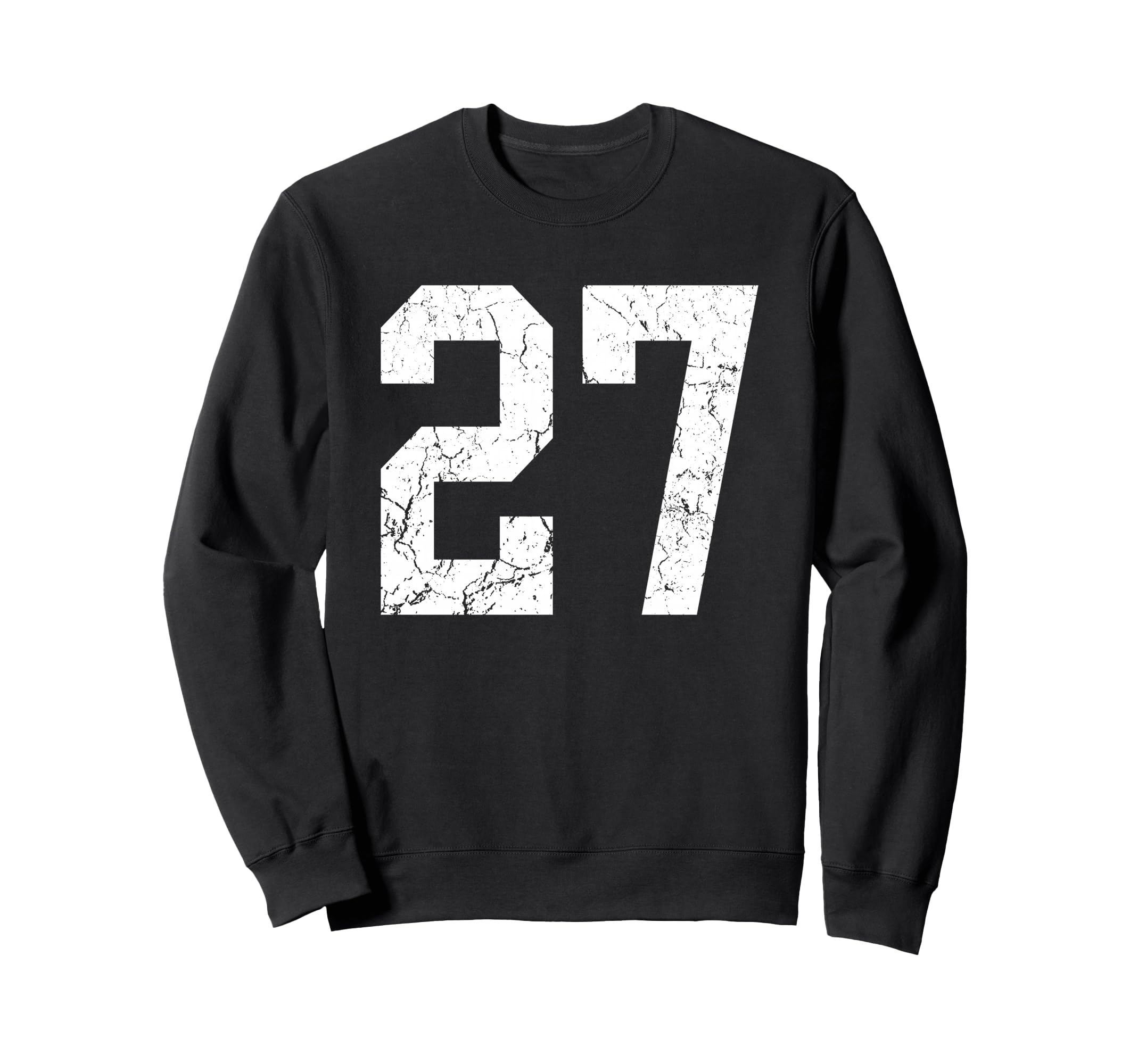 Distressed White Number 27 Jersey Sweatshirt - Minimalist Print for Adults - T-Shirt, Sweatshirt, Hoodie