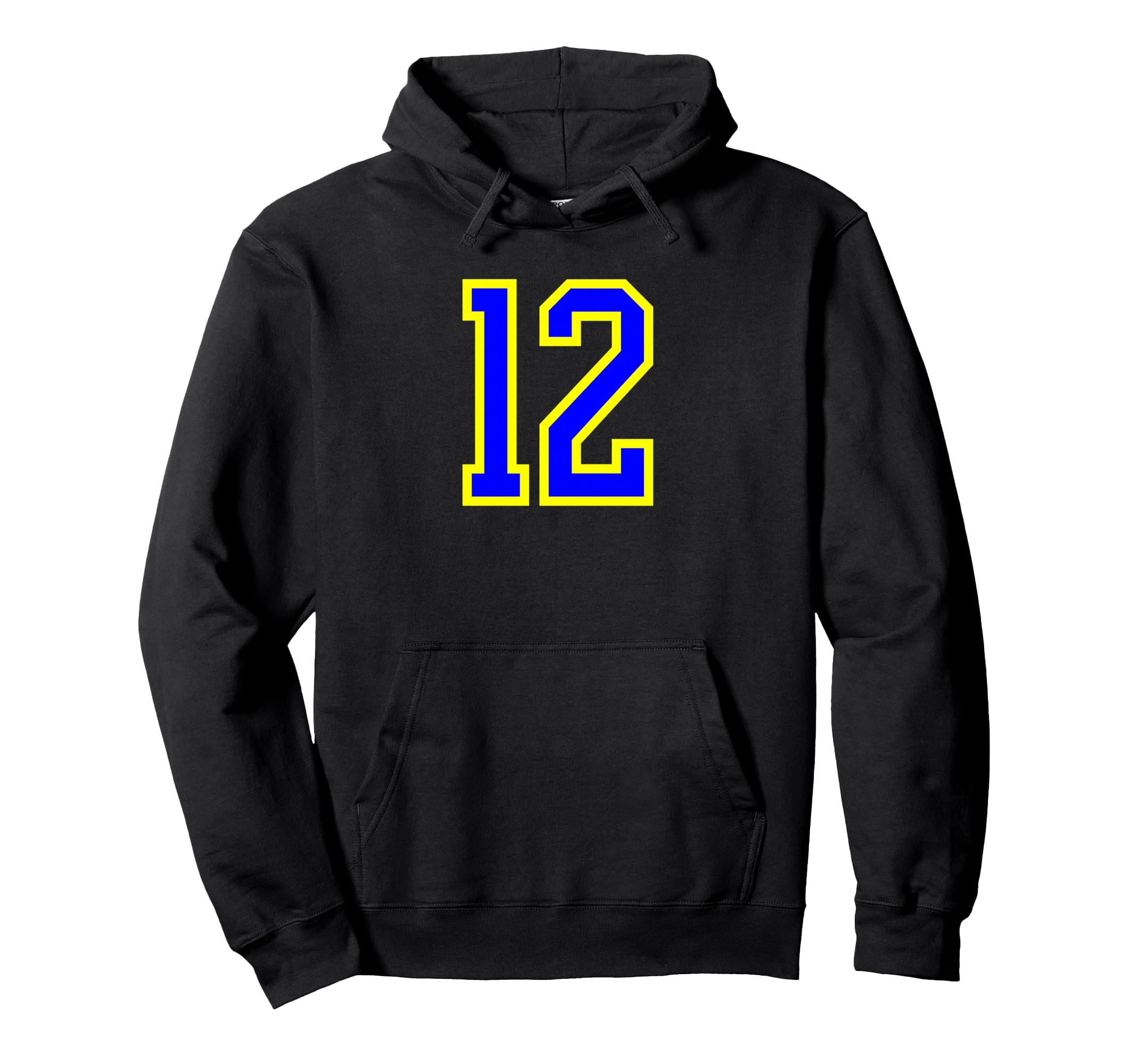 Blue Yellow Sport Team Number 12 Hoodie - Trendy Graphic Men Women - T-Shirt, Sweatshirt, Hoodie