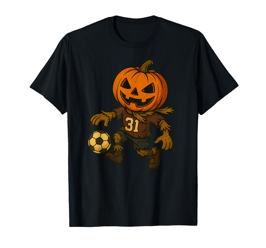 Spooky Soccer Player Halloween Pumpkin T-Shirt - Minimalist Print Unisex - T-Shirt, Sweatshirt, Hoodie
