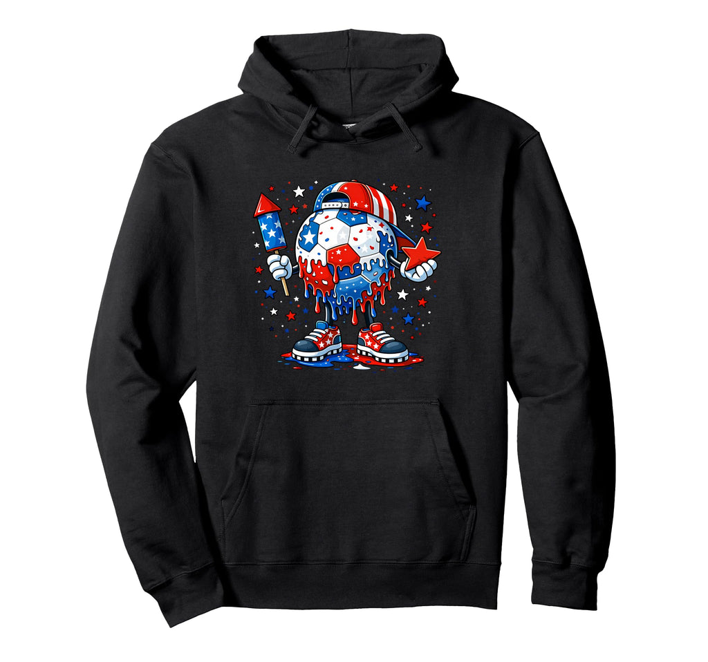 Soccer Ball Fireworks Usa Flag 250 Years Hoodie - Custom Art Print Unisex - T-Shirt, Sweatshirt, Hoodie