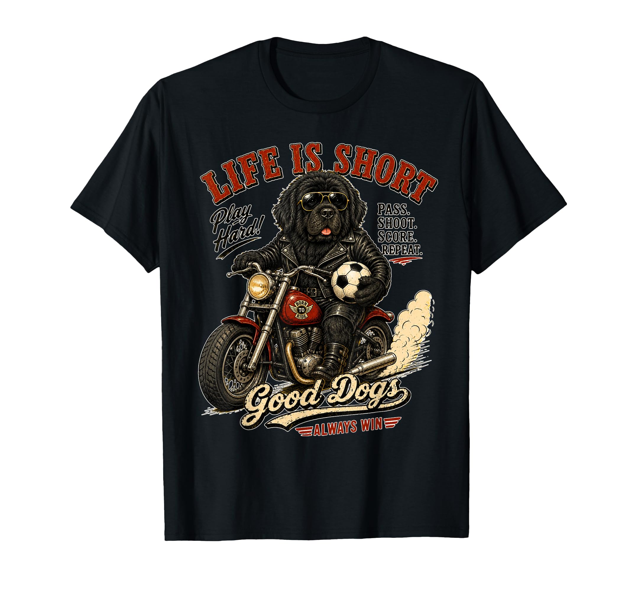 Newfoundland Motorbike Love Footbal T-Shirt - Custom Art Print Unisex - T-Shirt, Sweatshirt, Hoodie