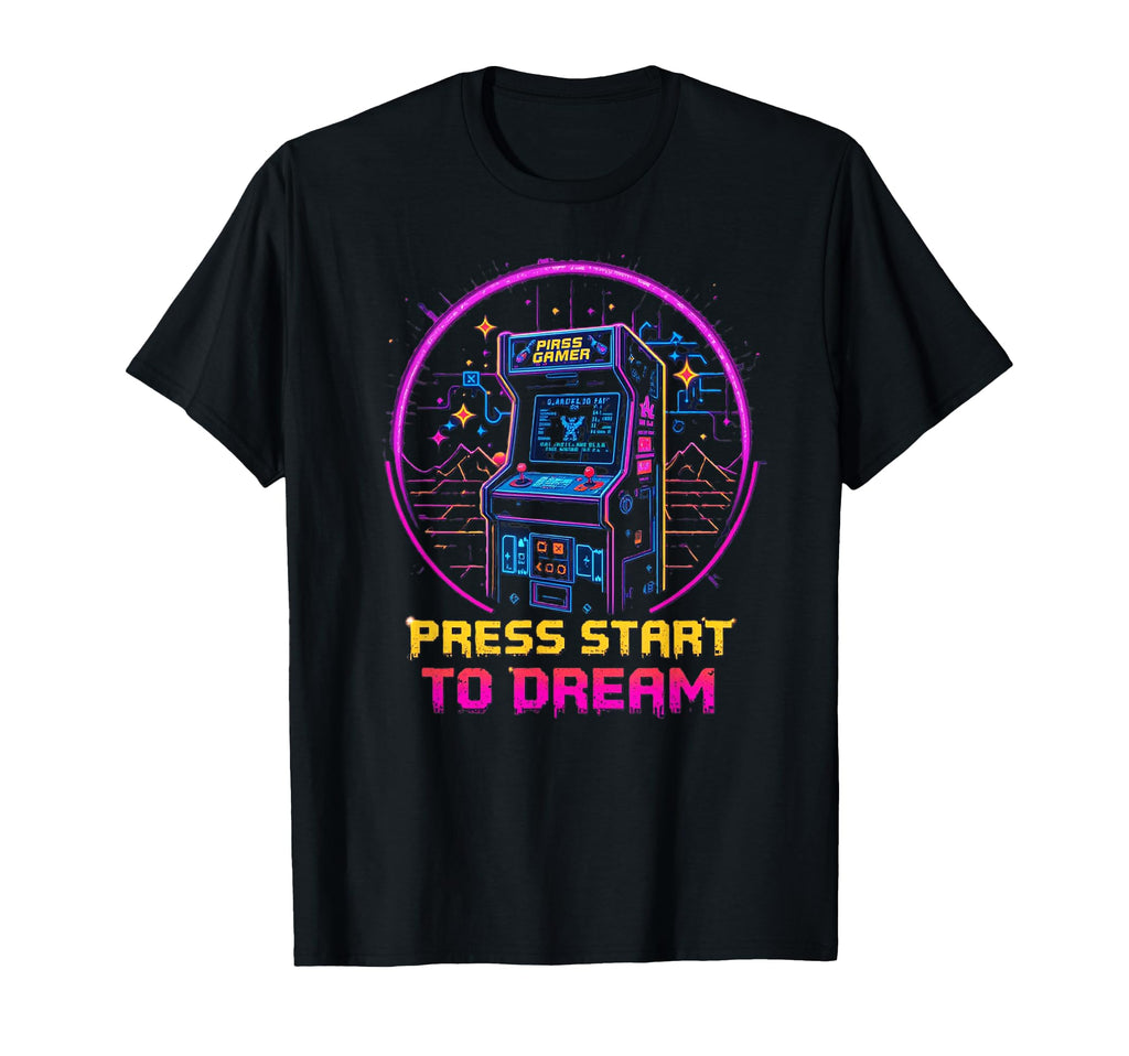 Gaming Press Start To Dream Arcade T-Shirt - Minimalist Print for Adults - T-Shirt, Sweatshirt, Hoodie