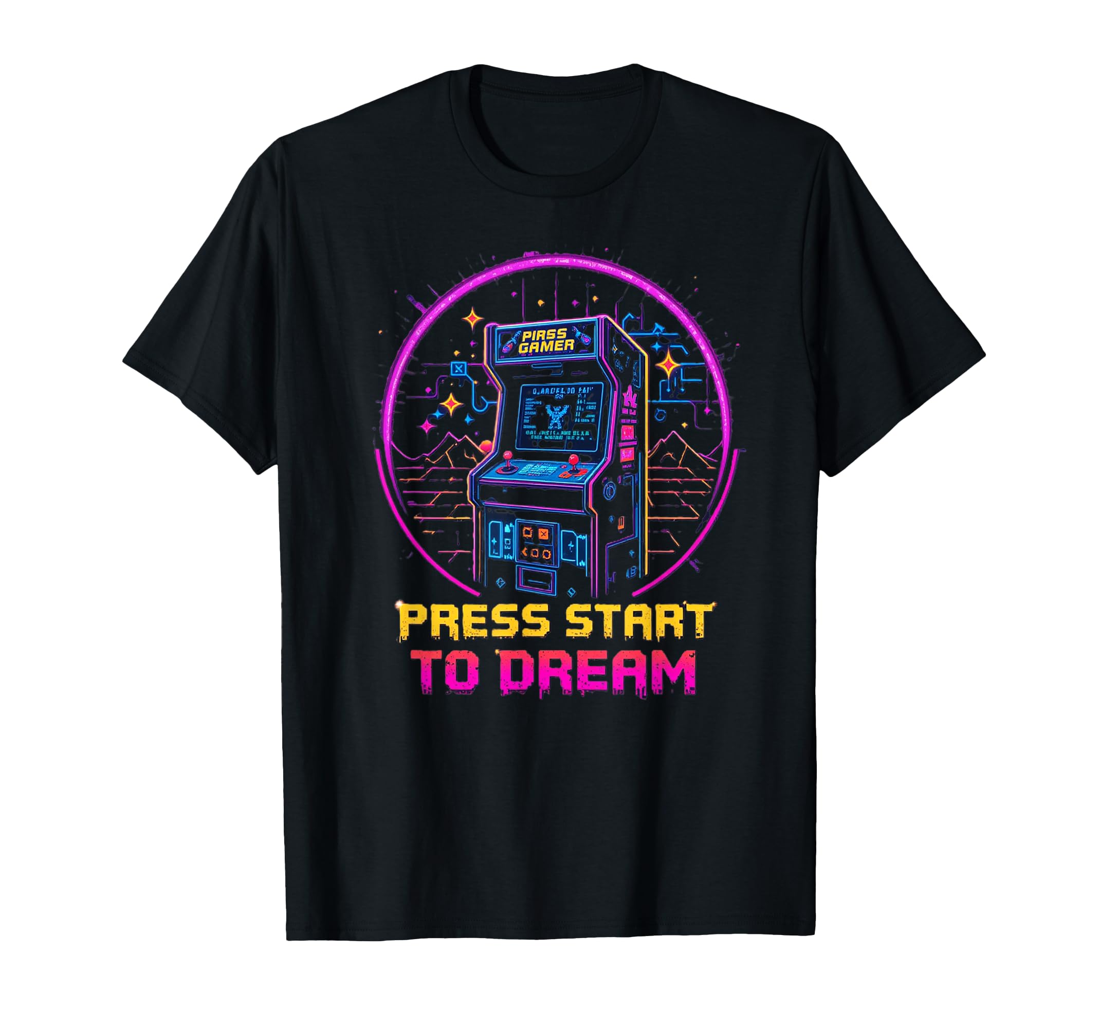 Gaming Press Start To Dream Arcade T-Shirt - Minimalist Print for Adults - T-Shirt, Sweatshirt, Hoodie