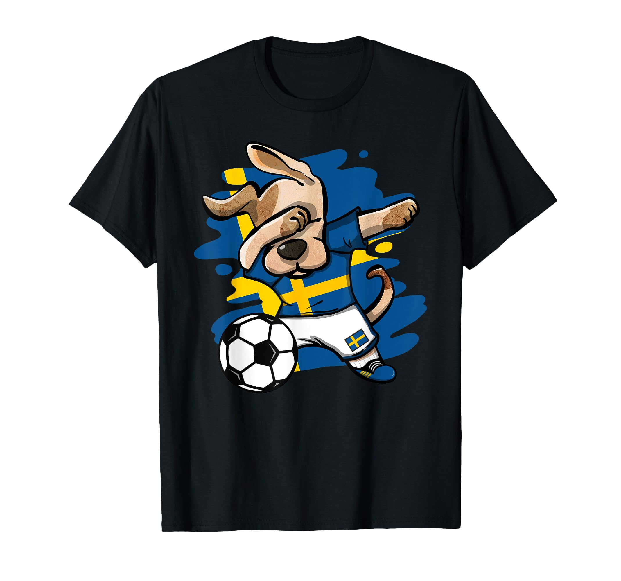 Dabbing Dog Sweden Soccer Fans Jersey T-Shirt - Novelty Apparel Men Women - T-Shirt, Sweatshirt, Hoodie