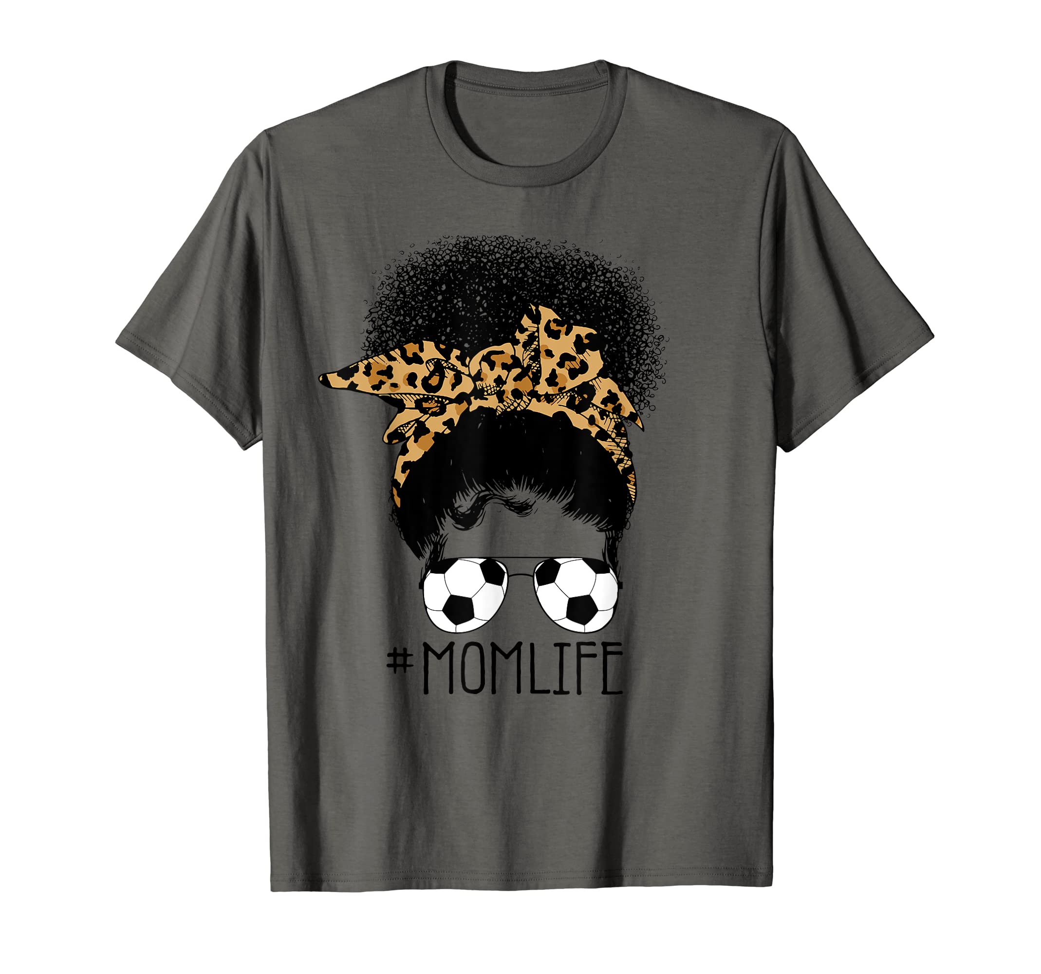 Soccer Mom Life Messy Bun Leopard T-Shirt - Aesthetic Graphic for Adults - T-Shirt, Sweatshirt, Hoodie