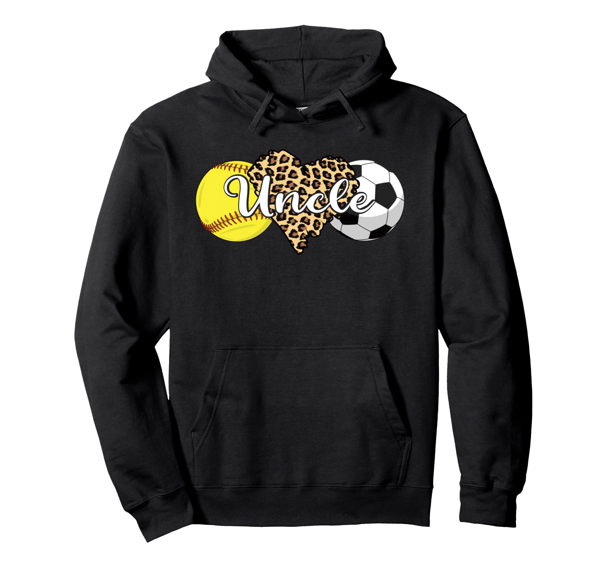 Uncle Softball Soccer Leopard Heart Hoodie - Streetwear Style Men Women - T-Shirt, Sweatshirt, Hoodie