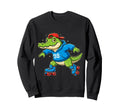 Funny Alligator Roller Skates Sweatshirt - Minimalist Print Men Women - T-Shirt, Sweatshirt, Hoodie