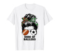 Mom Ballers Messy Bun Football Mom T-Shirt - Aesthetic Graphic Unisex - T-Shirt, Sweatshirt, Hoodie