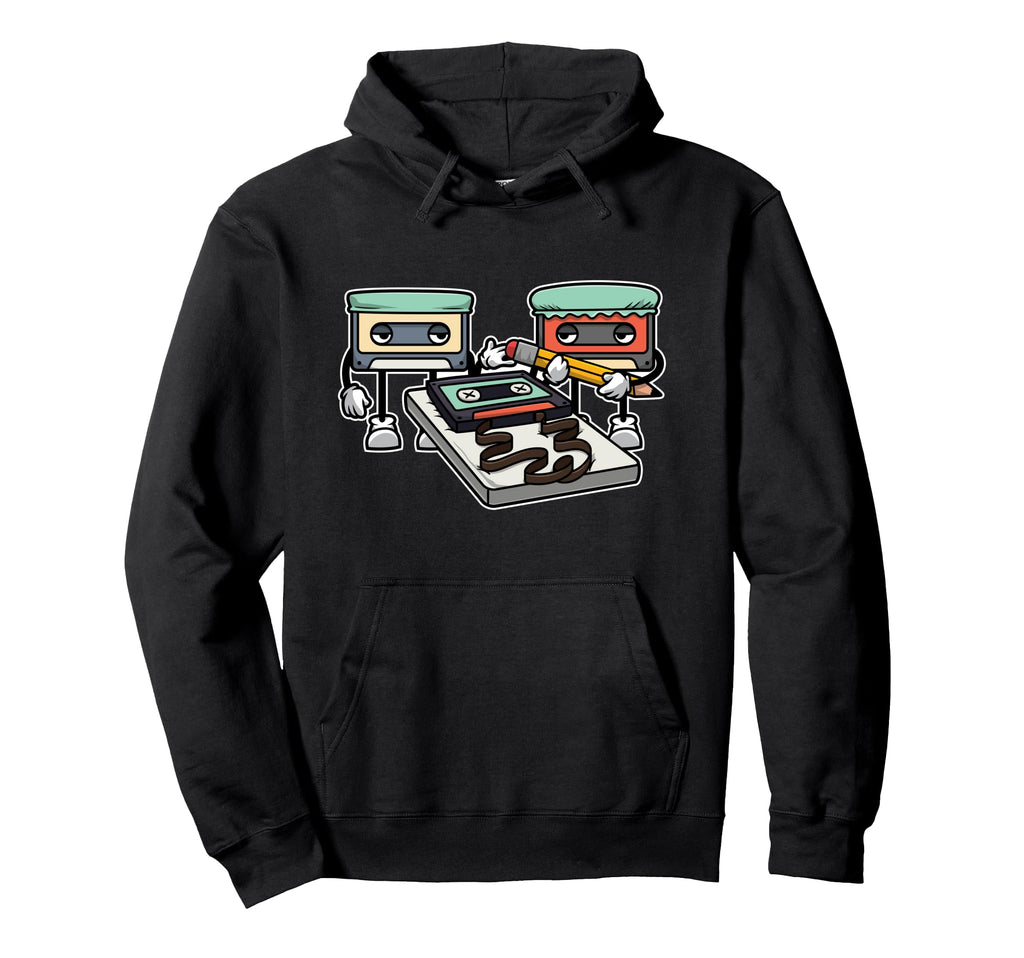 Cassette Tape Repair Squad Hoodie - Minimalist Print Men Women - T-Shirt, Sweatshirt, Hoodie