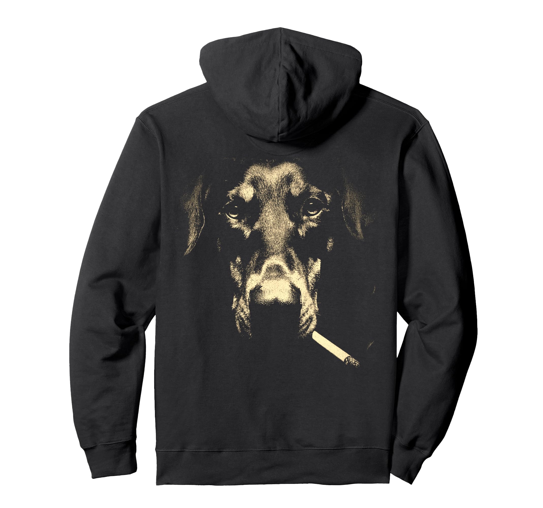 Doberman Smoking Cigarette Grunge Hoodie - Fun Novelty Design Men Women - T-Shirt, Sweatshirt, Hoodie