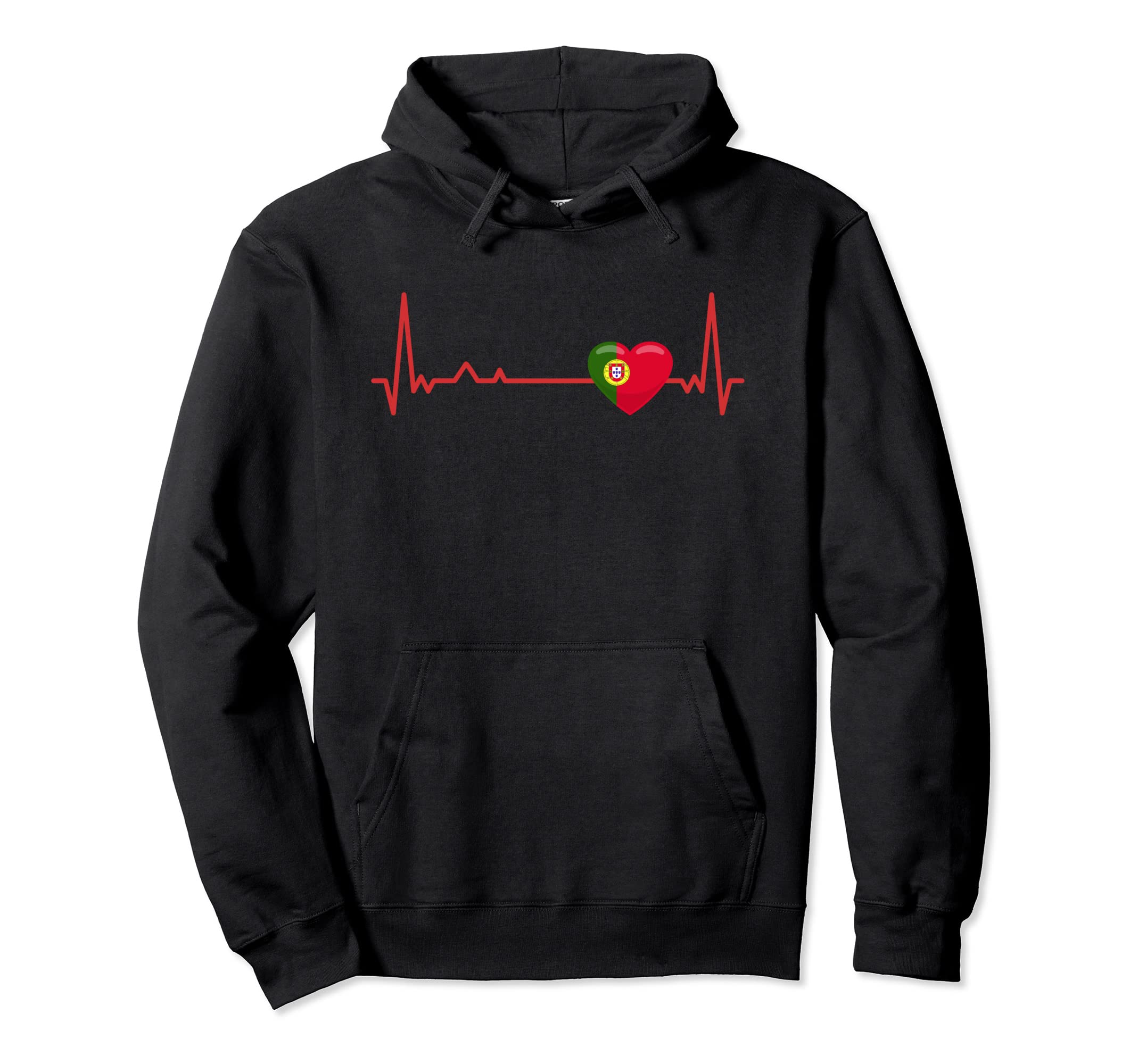 Heartbeat Portugal Flag Soccer Fan Hoodie - Graphic Print Men Women - T-Shirt, Sweatshirt, Hoodie