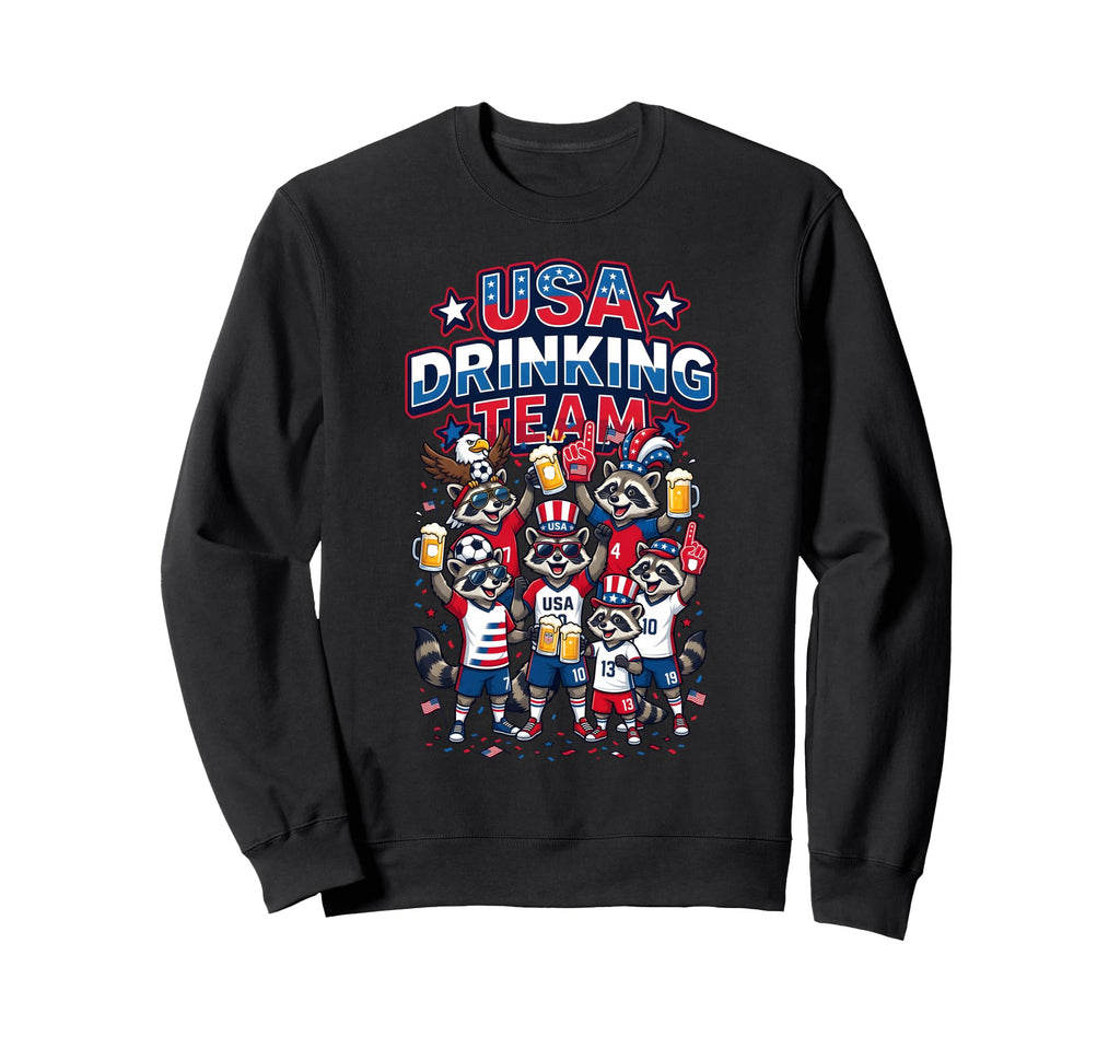 Usa Drinking Team Raccoon Soccer Sweatshirt - Novelty Apparel Men Women - T-Shirt, Sweatshirt, Hoodie