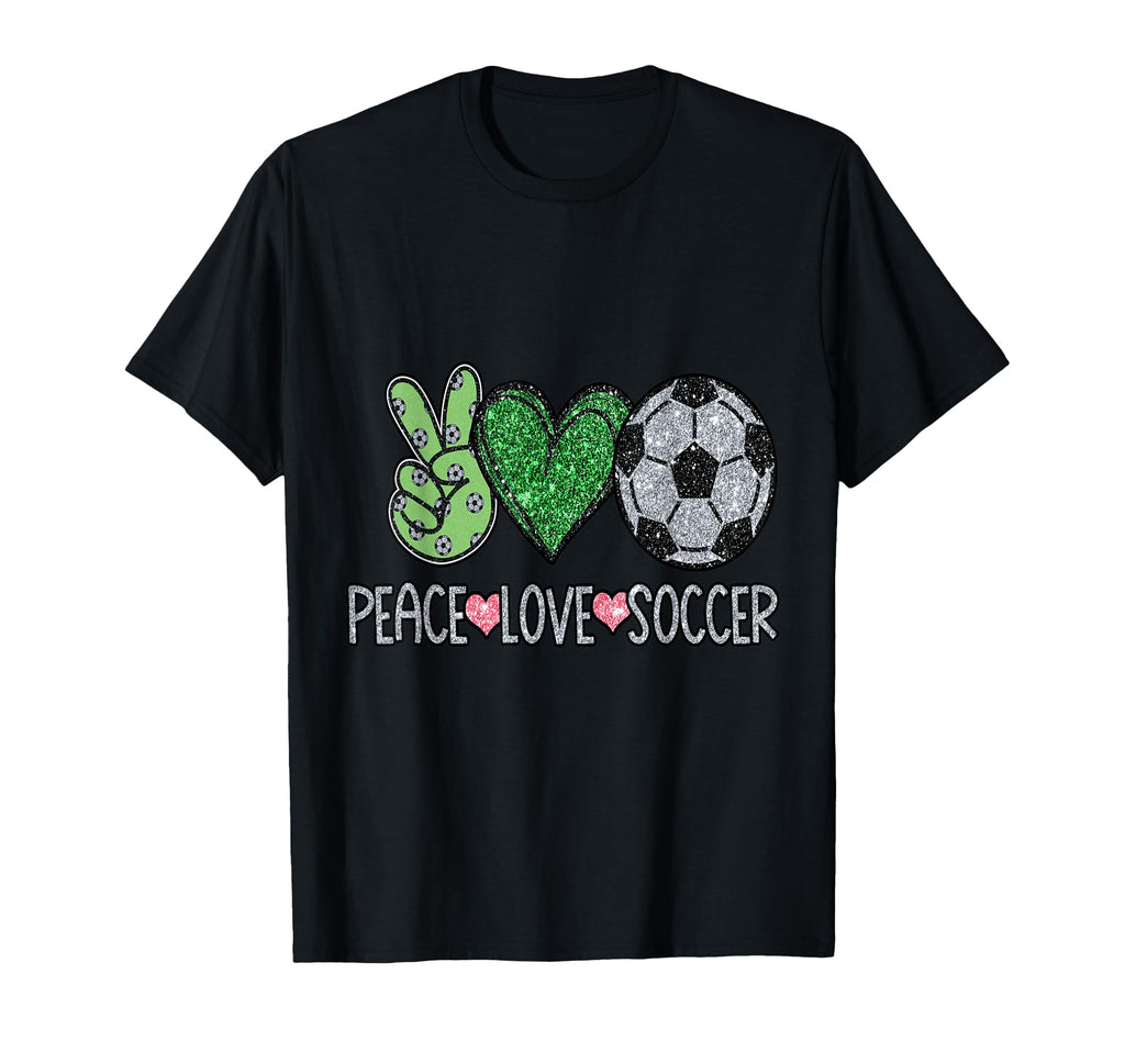 Peace Sign Love Soccer Ball Fan T-Shirt - Novelty Apparel for Adults - T-Shirt, Sweatshirt, Hoodie