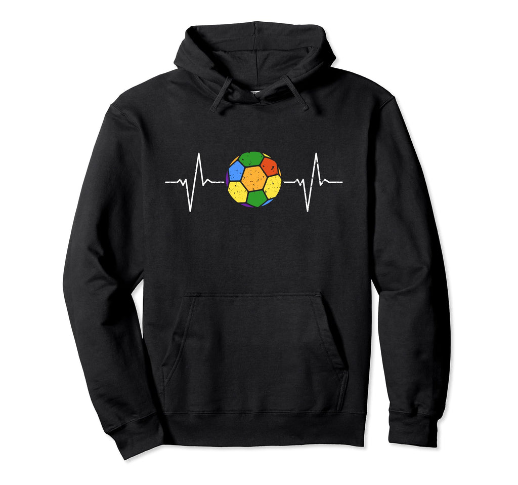 Soccer Ball Heartbeat Ekg Rainbow Flag Hoodie - Novelty Apparel Men Women - T-Shirt, Sweatshirt, Hoodie