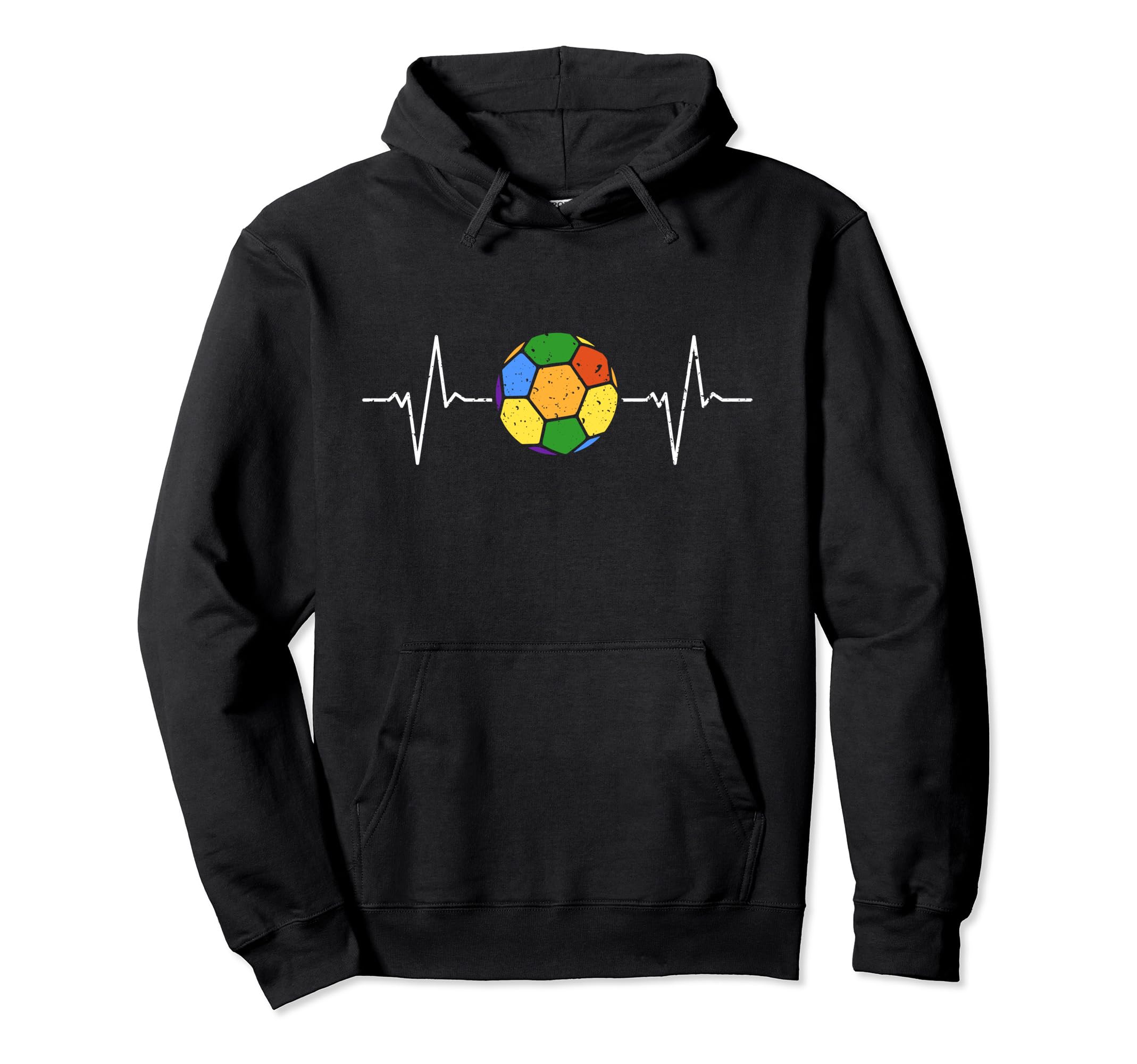 Soccer Ball Heartbeat Ekg Rainbow Flag Hoodie - Novelty Apparel Men Women - T-Shirt, Sweatshirt, Hoodie