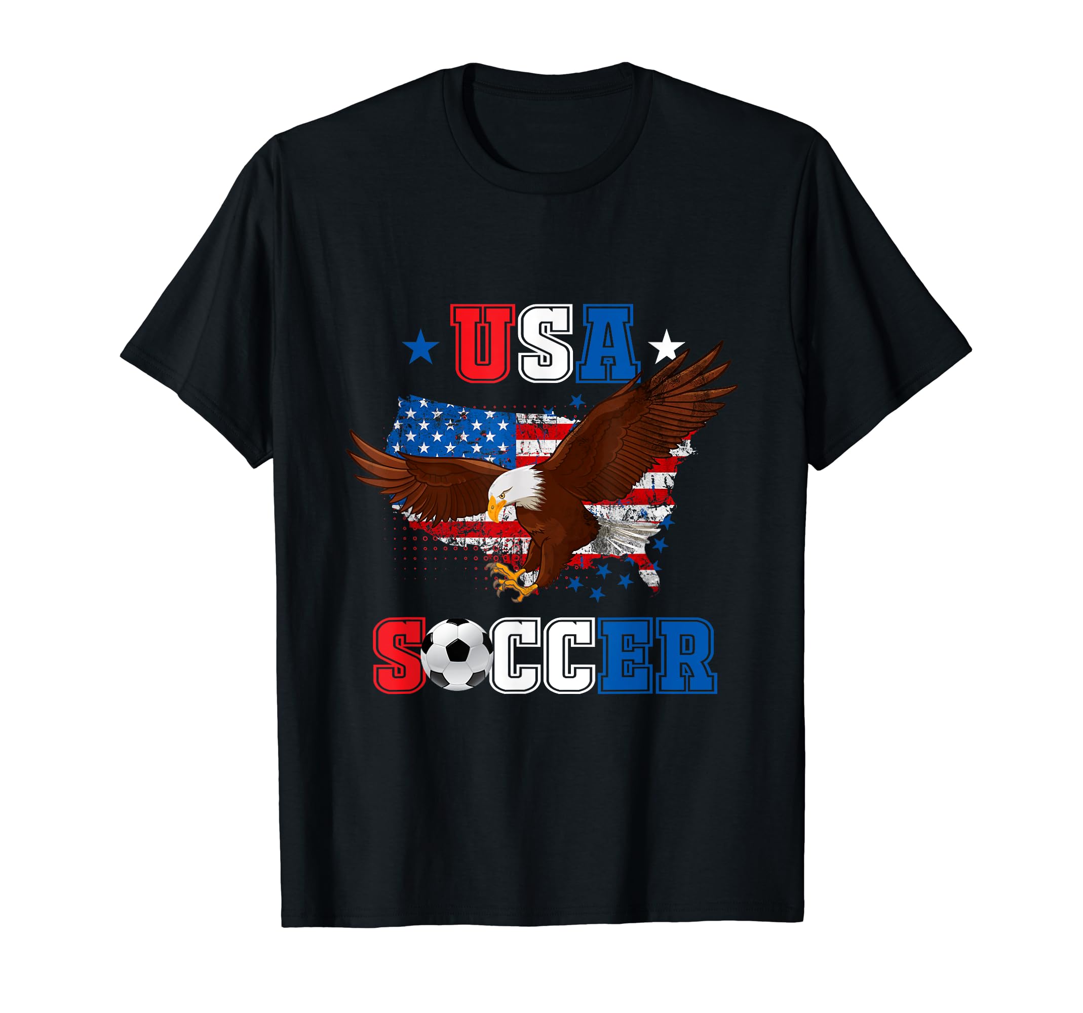 Usa Soccer Eagle Soccer Ball And Us Map T-Shirt - Graphic Print Unisex - T-Shirt, Sweatshirt, Hoodie