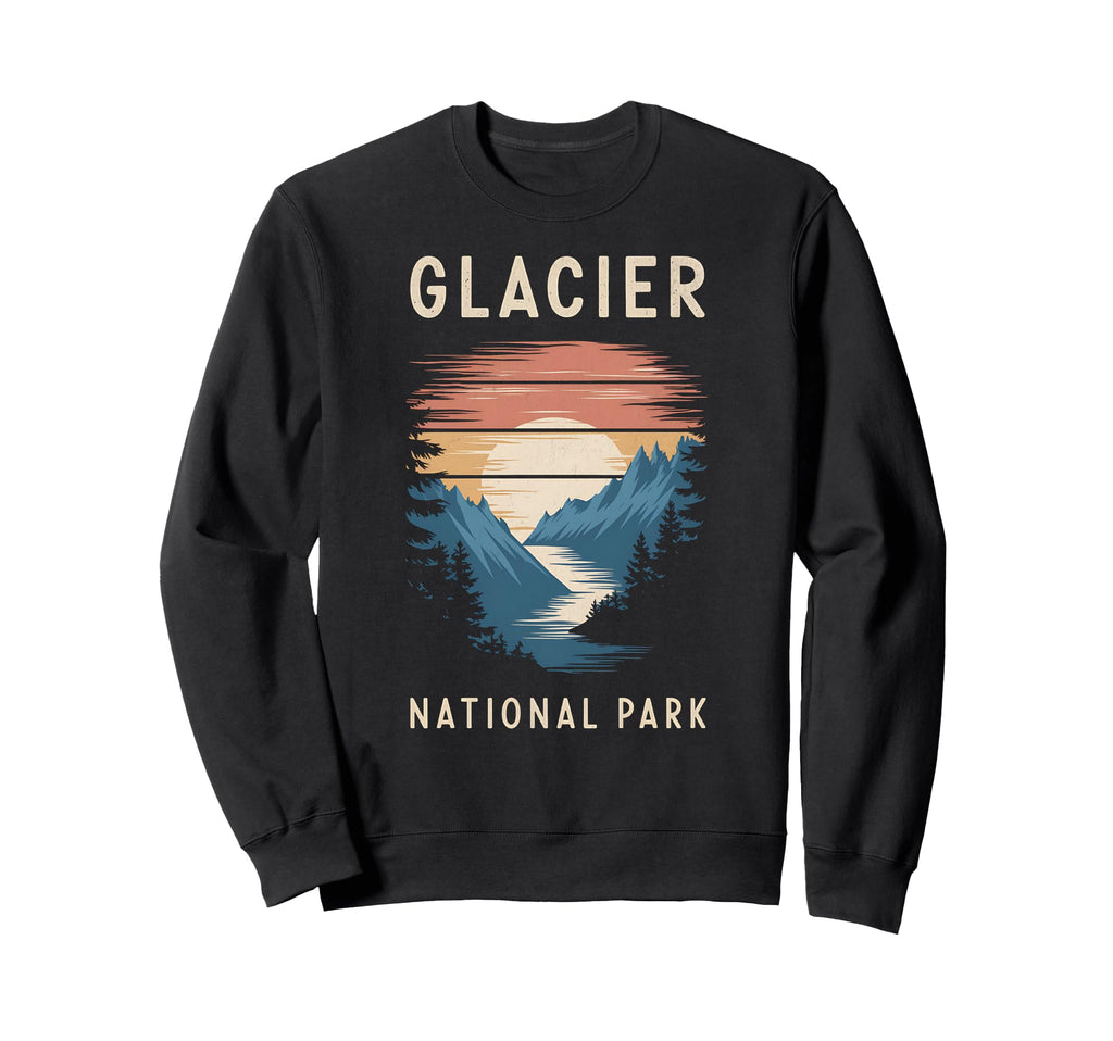 Sunset Glacier National Park Scenic Sweatshirt - Minimalist Print Unisex - T-Shirt, Sweatshirt, Hoodie